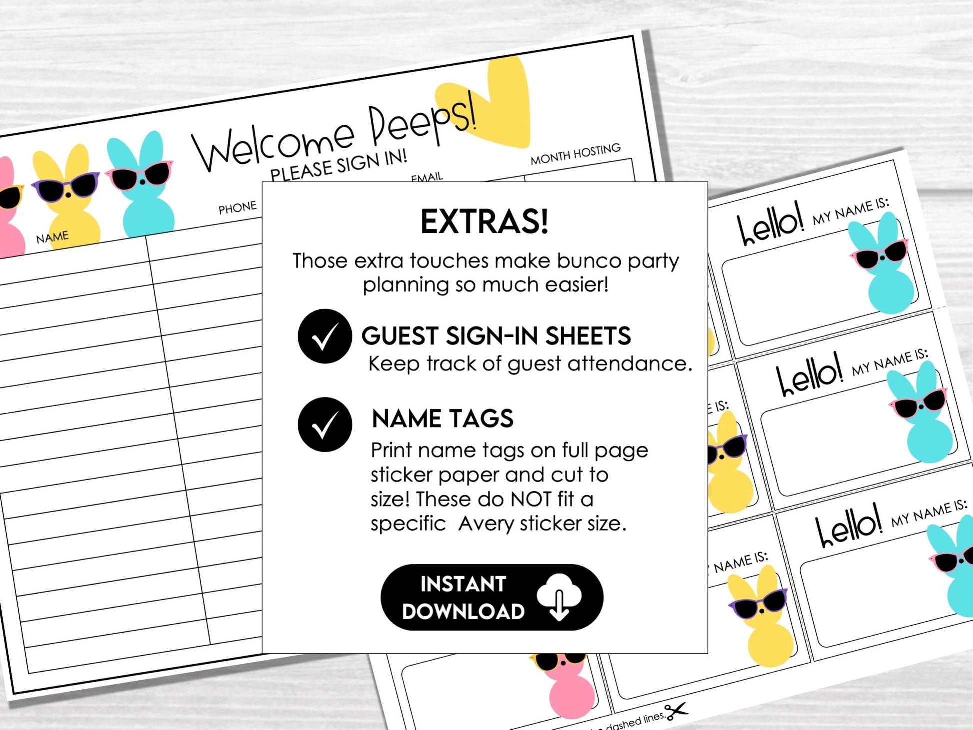 Bunco with My PEEPS - Easter Bunco Score Sheets - Spring Bunco Table Cards