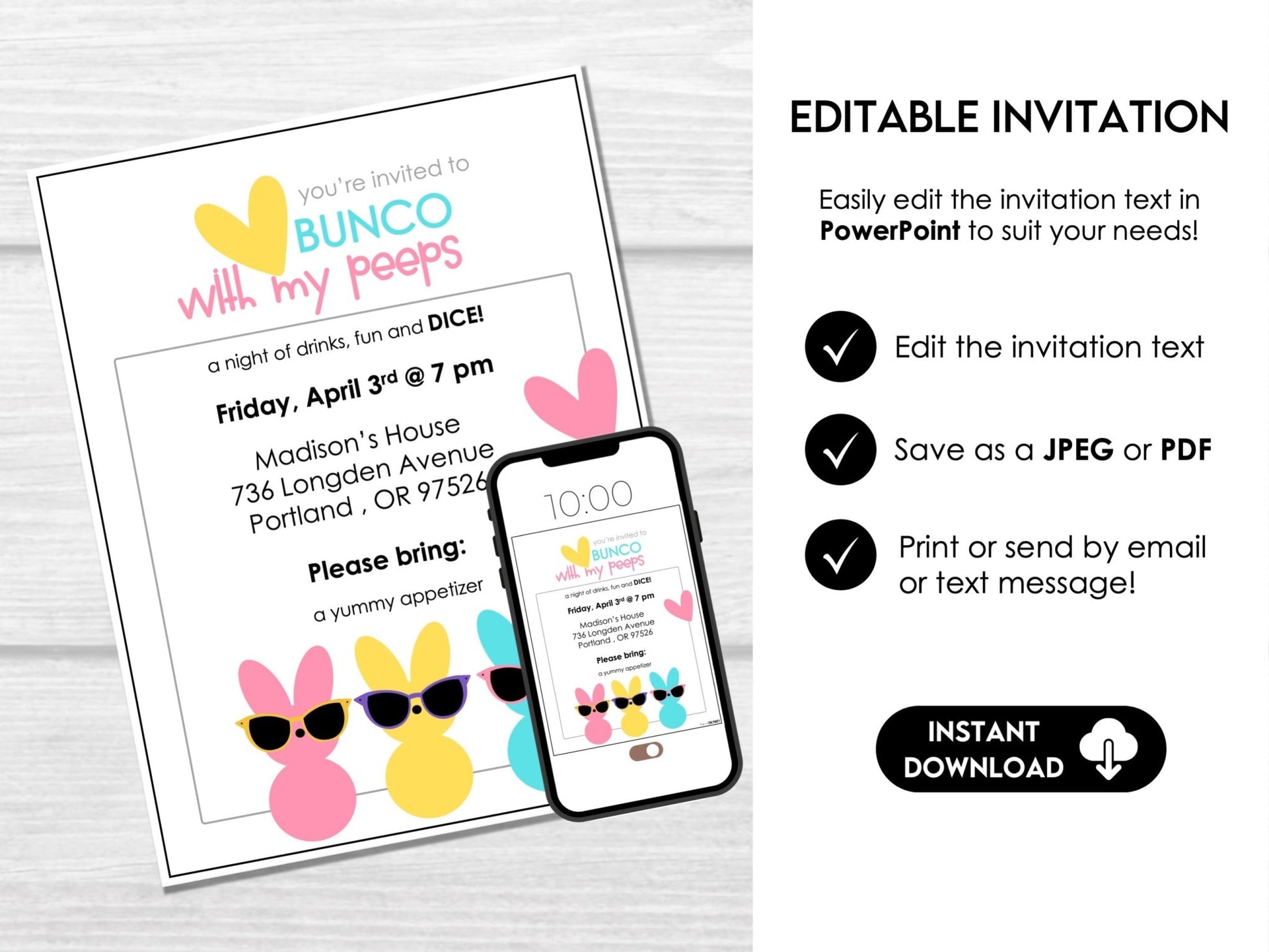 Bunco with My PEEPS - Easter Bunco Score Sheets - Spring Bunco Table Cards