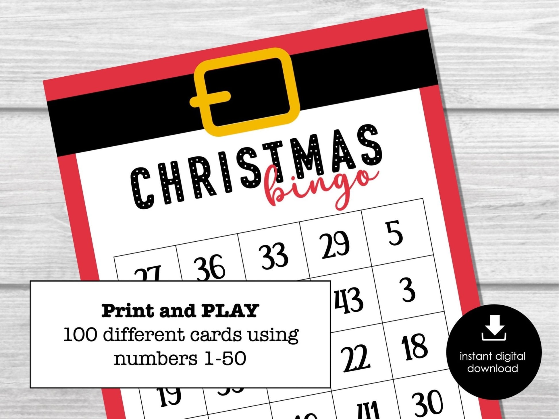 Christmas Bingo, 100 Bingo Cards, Holiday Party Game, Fun Printable Group Game