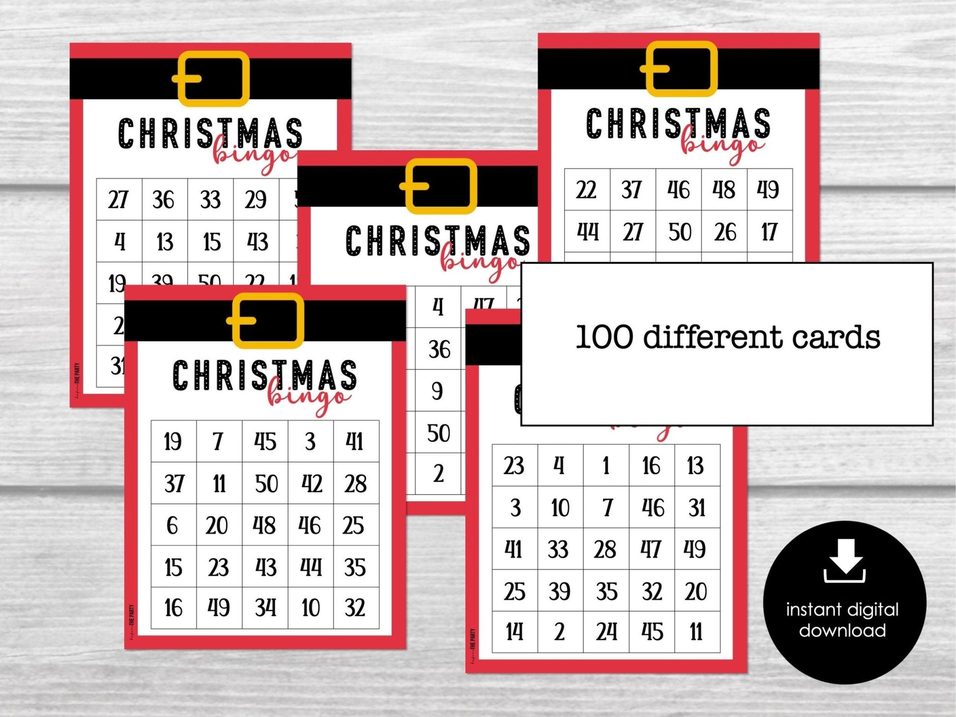 Christmas Bingo, 100 Bingo Cards, Holiday Party Game, Fun Printable Group Game