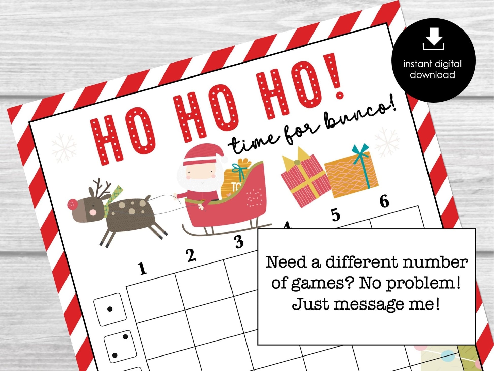 Christmas Bunco Score Sheets, HO HO HO December Bunco Game, Christmas Bunco