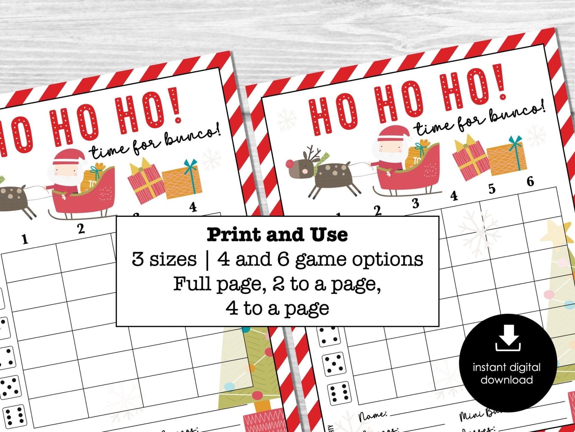 Christmas Bunco Score Sheets, HO HO HO December Bunco Game, Christmas Bunco
