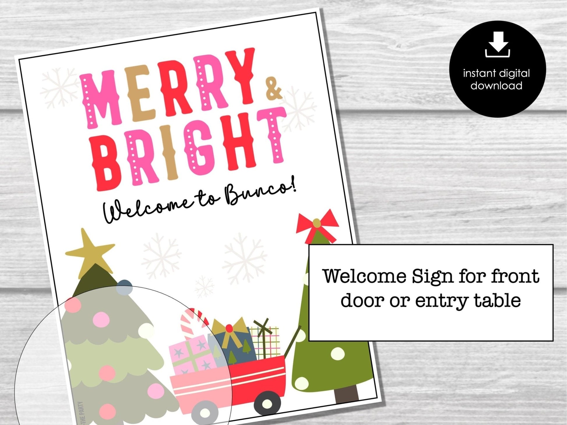 Christmas Bunco Score Sheets, Merry and Bright December Bunco Game, Christmas Bunco