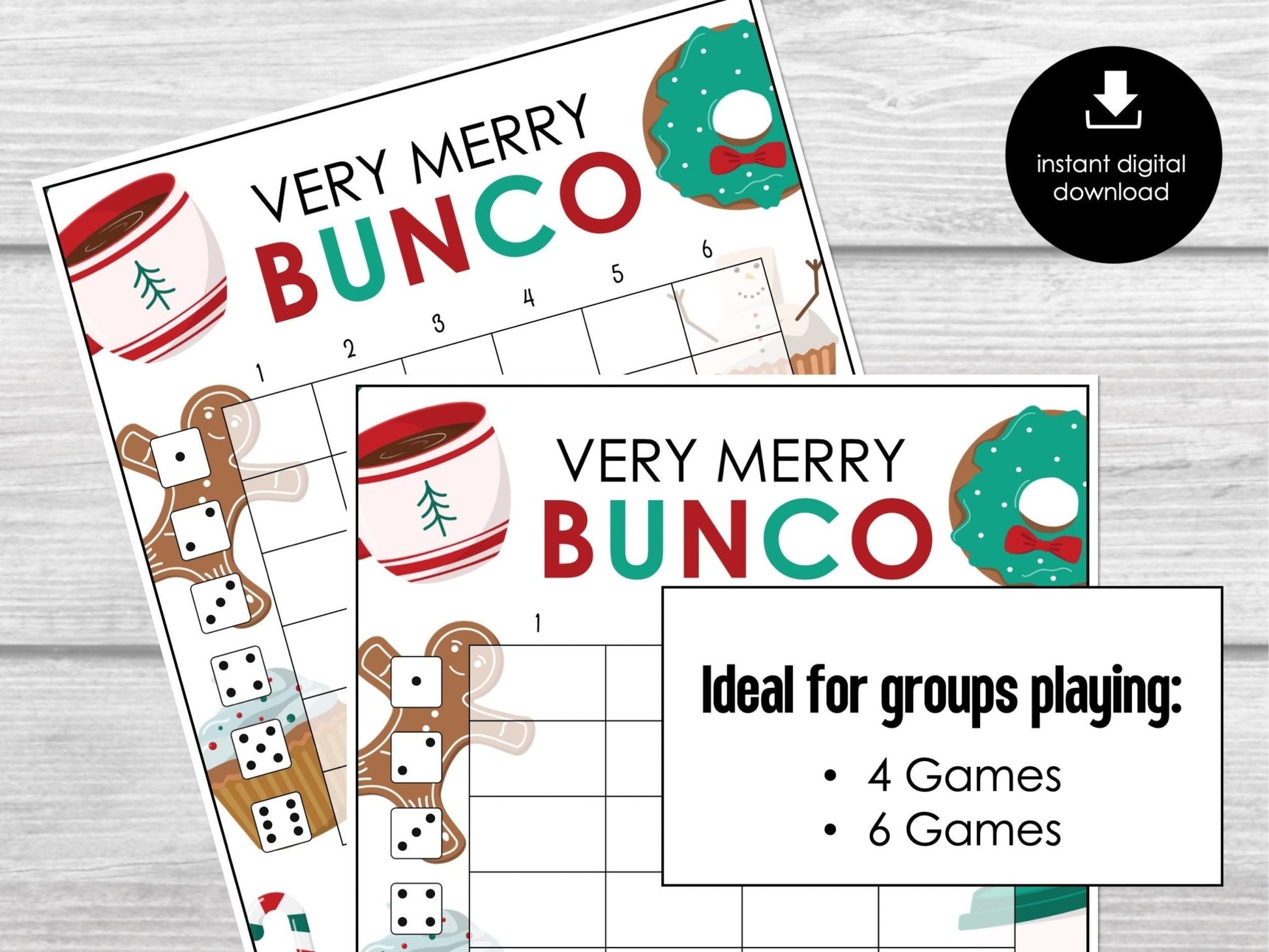 Christmas Bunco Score Sheets, Very Merry Bunco Game, Christmas Bunco Scorecards