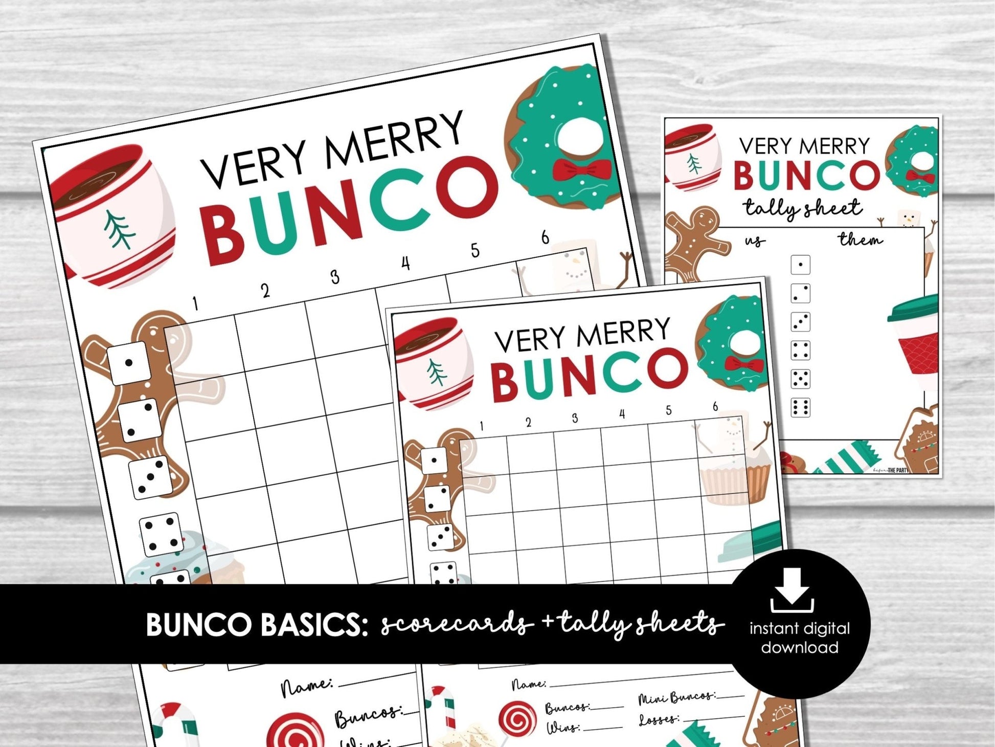 Christmas Bunco Score Sheets, Very Merry Bunco Game, Christmas Bunco Scorecards