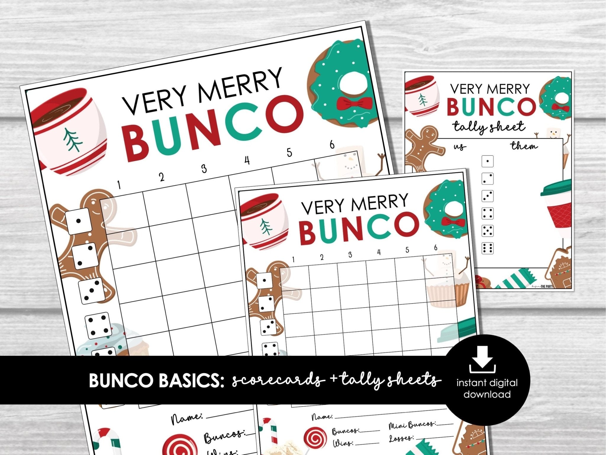 Christmas Bunco Score Sheets, Very Merry Bunco Game, Christmas Bunco Scorecards
