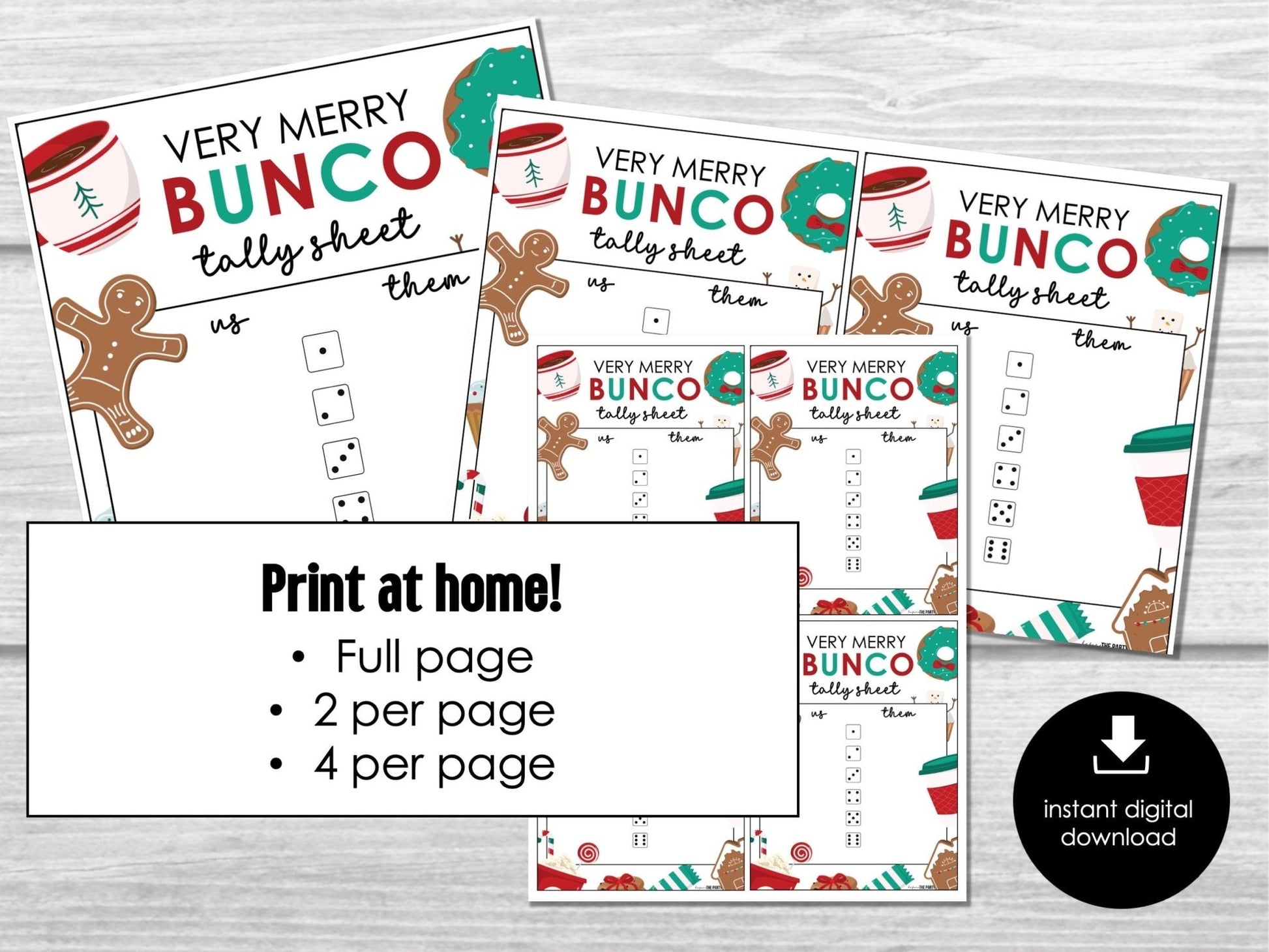 Christmas Bunco Score Sheets, Very Merry Bunco Game, Christmas Bunco Scorecards