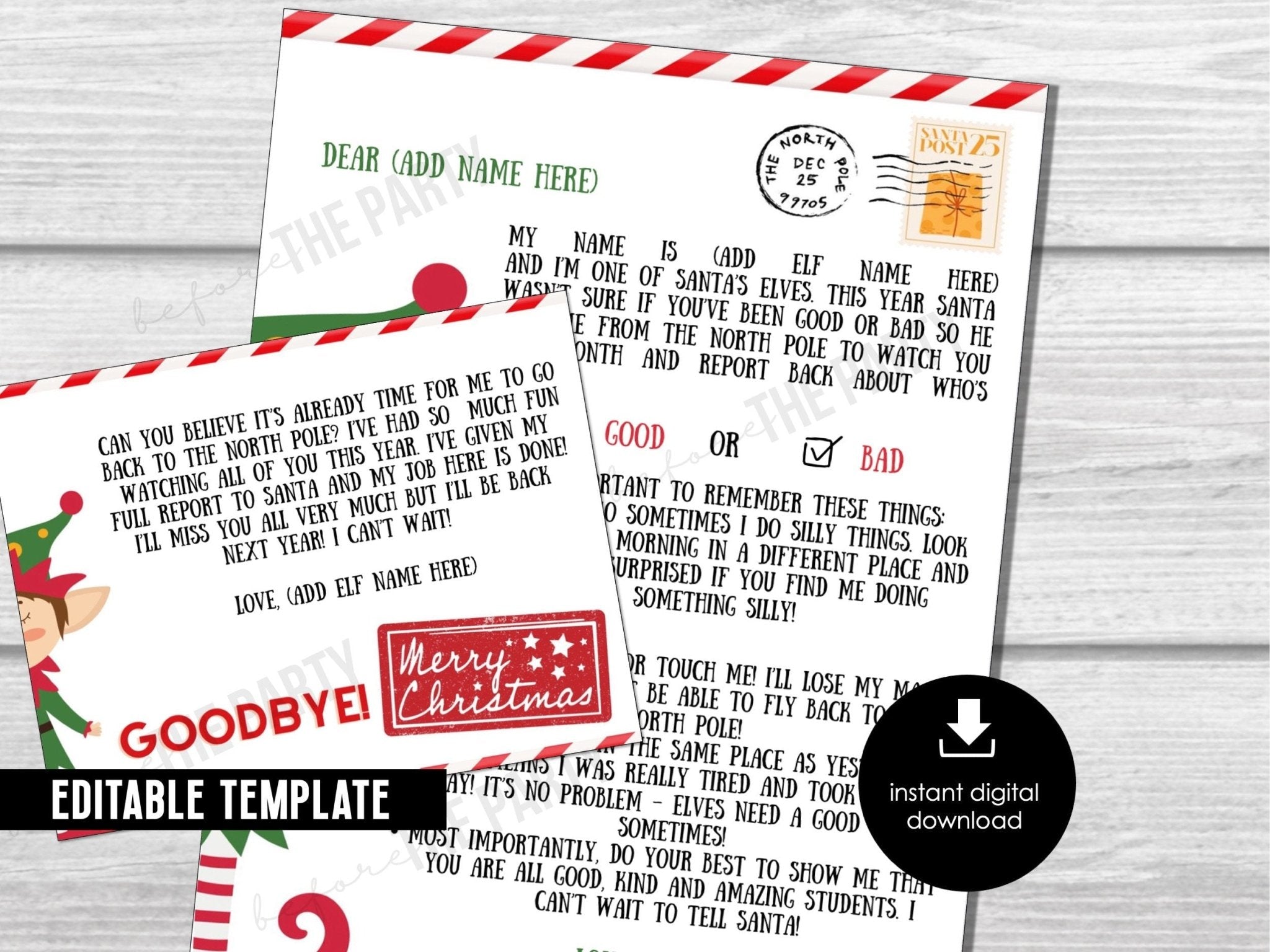 Christmas Elf Arrival Letter Kit | Elf Goodbye Notes | Editable Letters from ELF to KIDS| Editable Canva Template