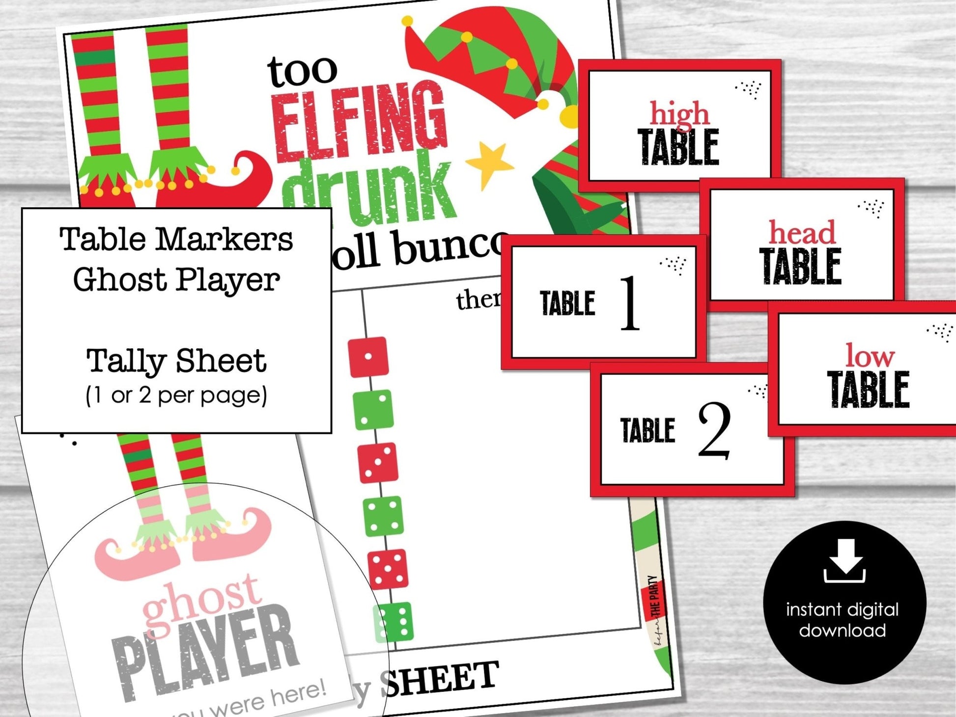 Christmas Elfing Drunk Bunco Score Sheets, December Bunco Game, Christmas Bunco
