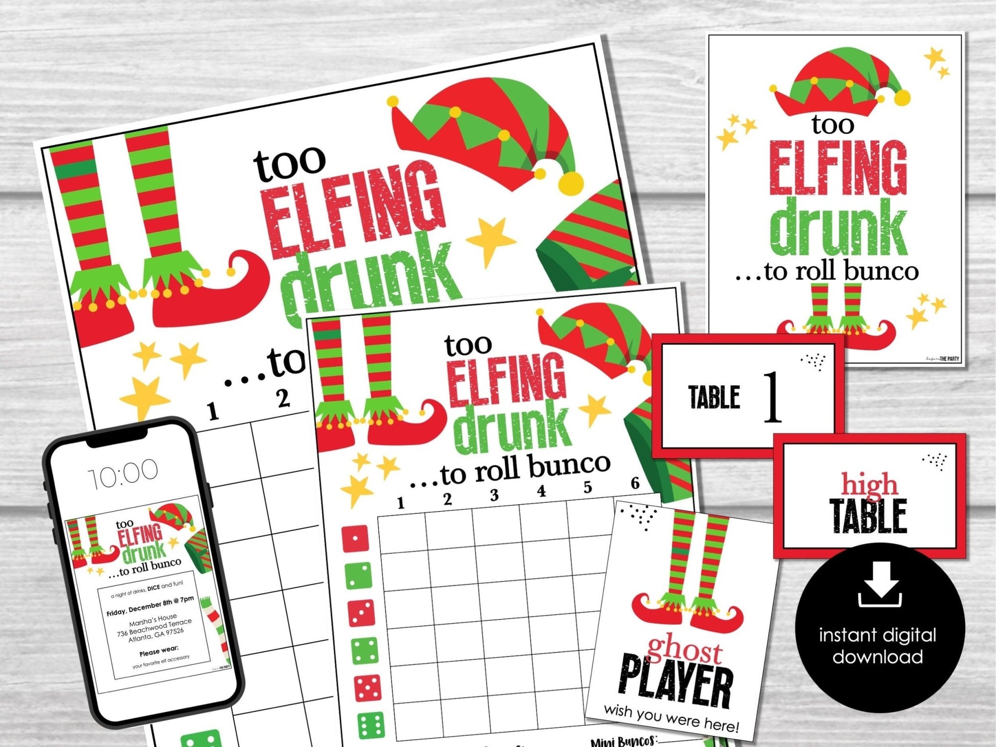 Christmas Elfing Drunk Bunco Score Sheets, December Bunco Game, Christmas Bunco