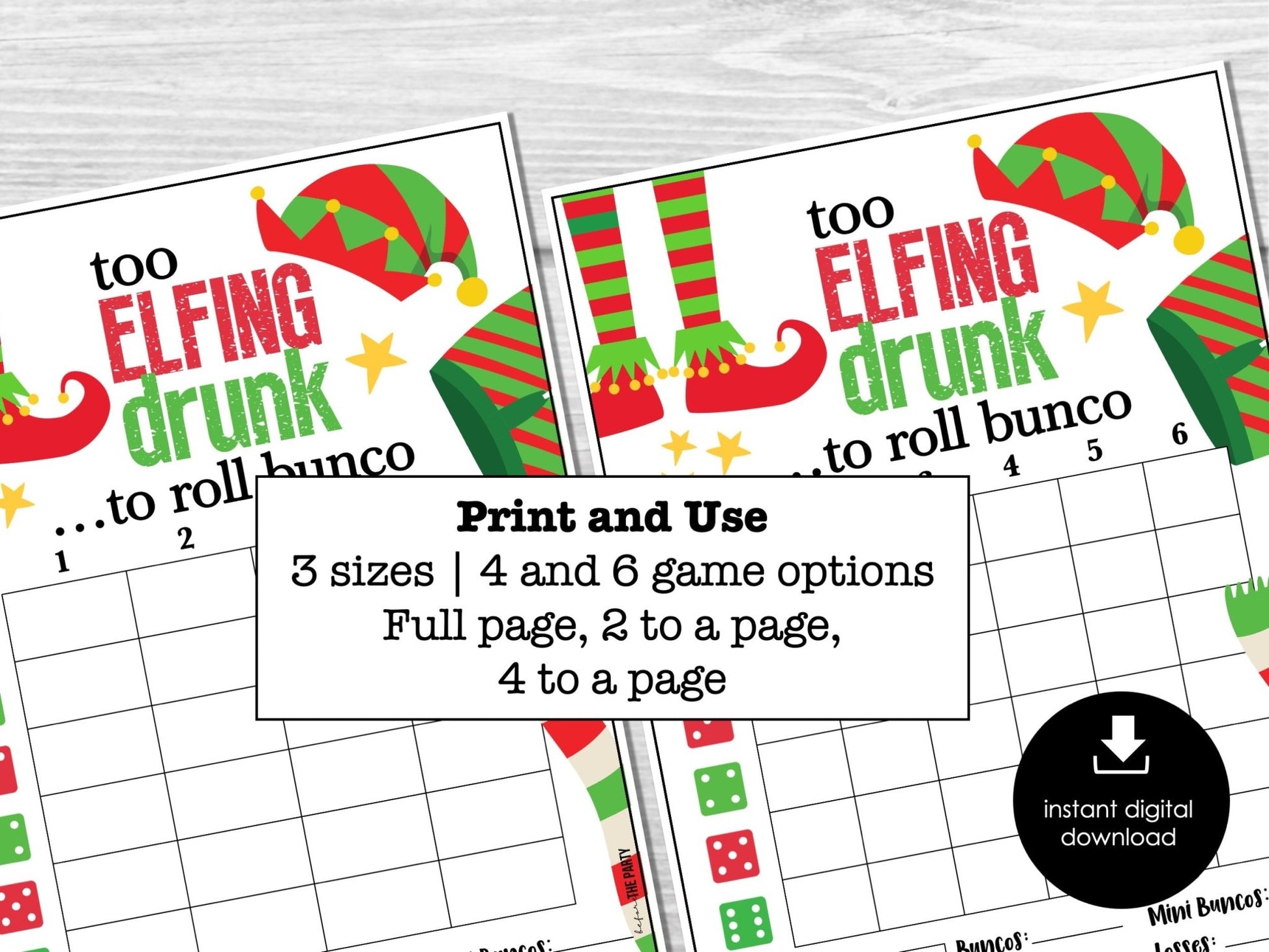 Christmas Elfing Drunk Bunco Score Sheets, December Bunco Game, Christmas Bunco