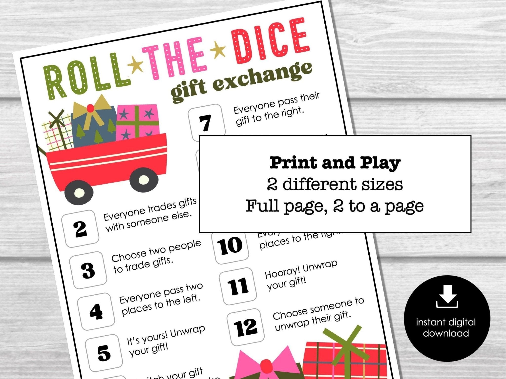 Christmas Gift Exchange Dice Game, Fun Holiday Party Game, Dice Game for Kids & Adults, School Party Game