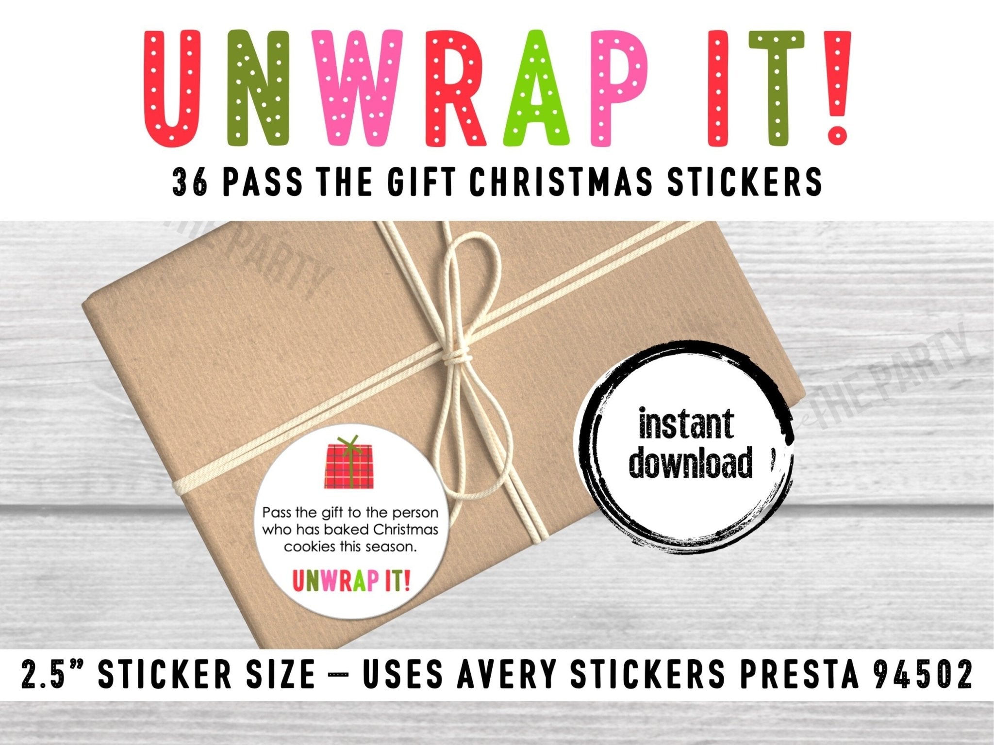 Christmas Pass The Gift, Group Unwrapping Game Stickers, Pass the Parcel Prompts, Unwrap the Gift Game, Pass the Prize, Holiday Party Game