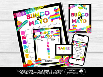 Cinco De Mayo Bunco Score Sheets, Mexican Party Bunco, Bunco Score Cards