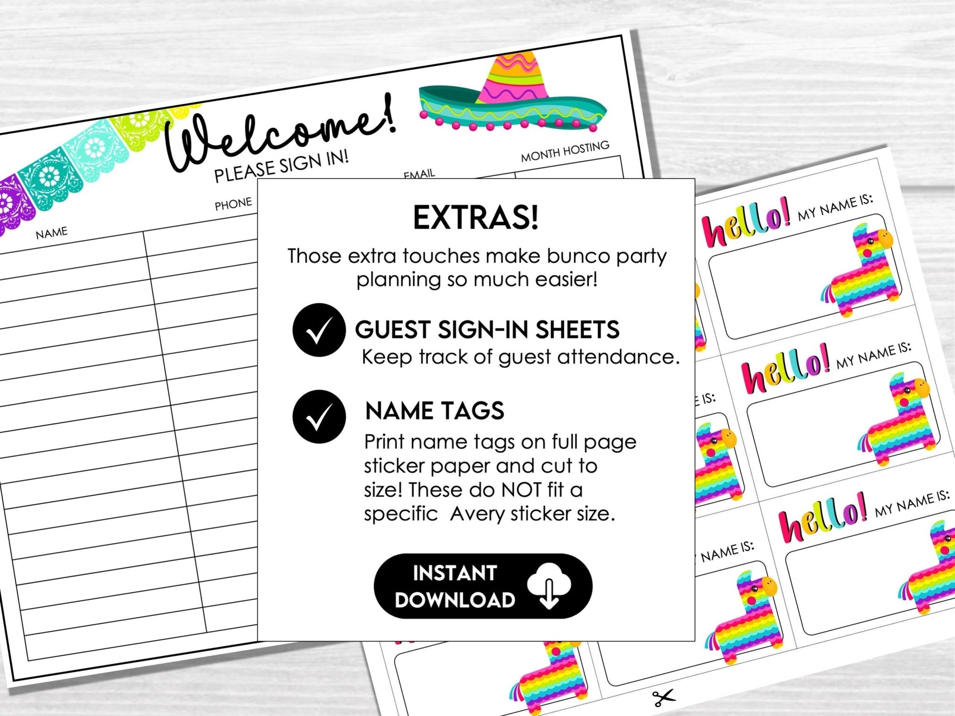 Cinco De Mayo Bunco Score Sheets, Mexican Party Bunco, Bunco Score Cards