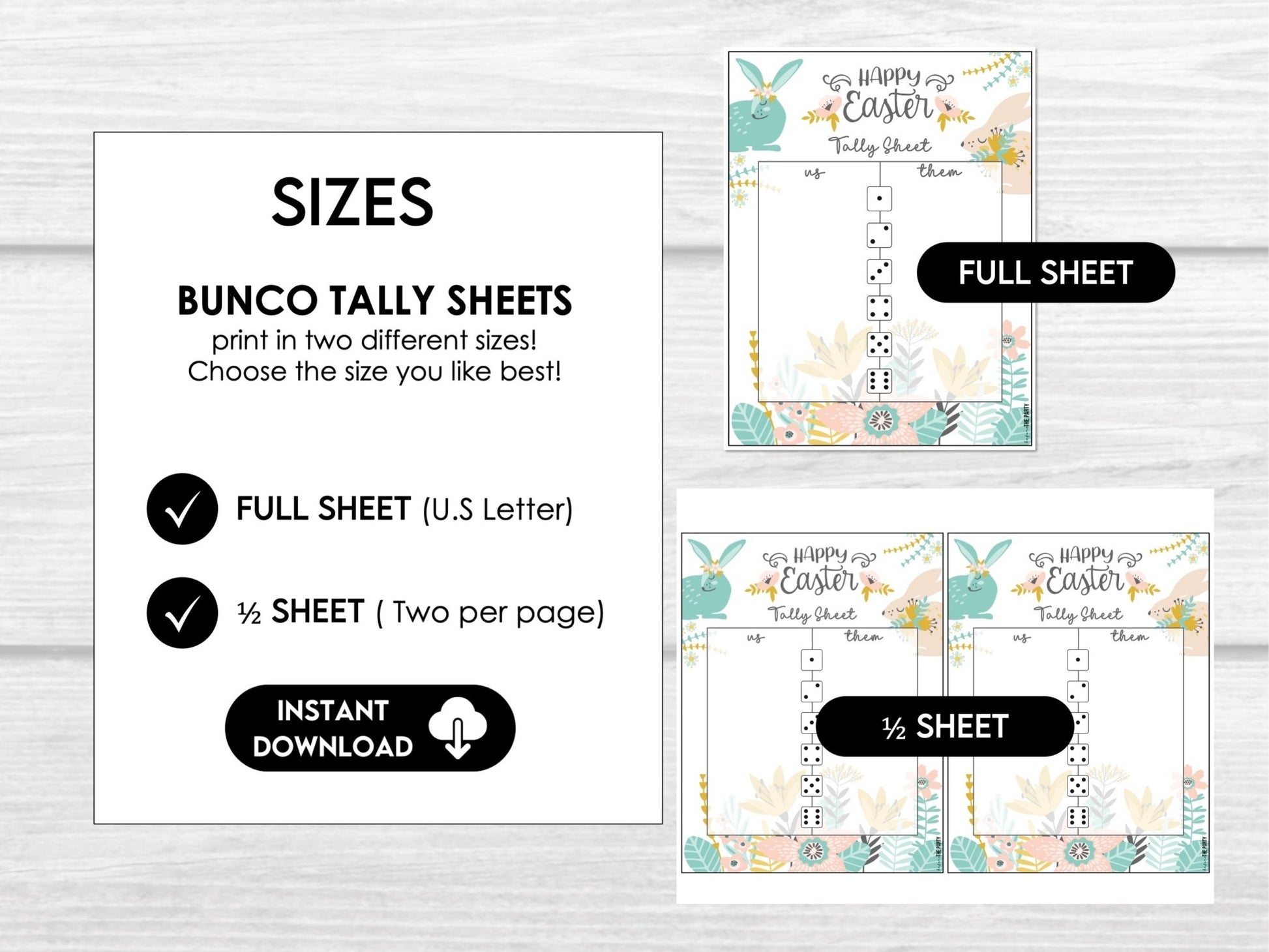 Easter Bunco Score Sheets, Bunny Bunco Scoring Sheets, Bunco Night Printables, Bunco Game Sheets