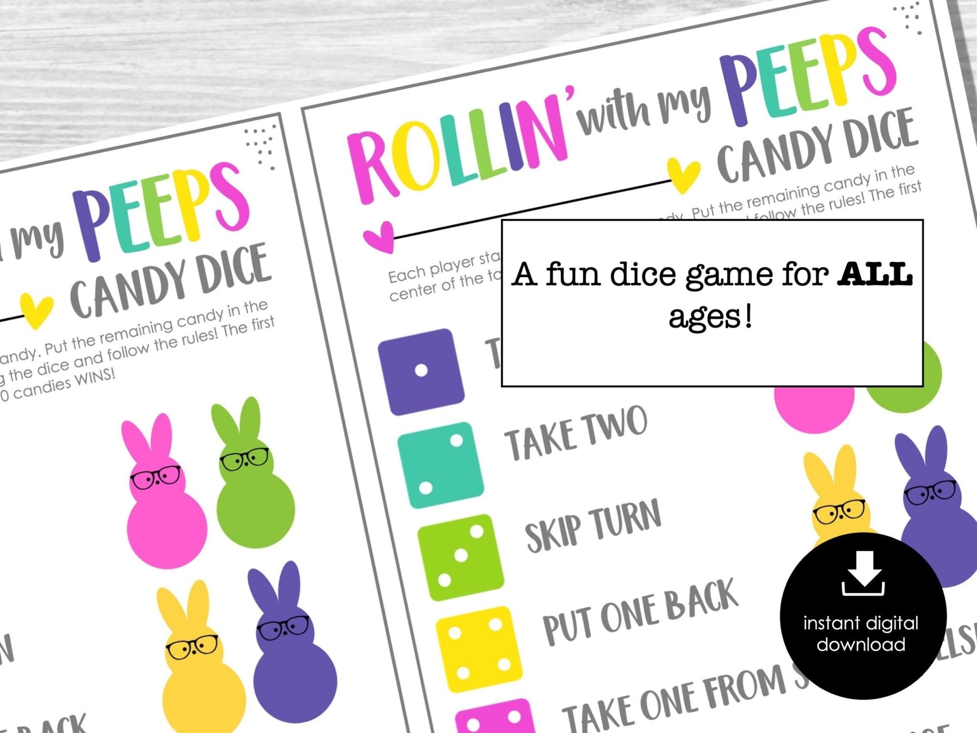 Easter Candy Dice Game, Easter Party Game, Peeps Easter Game