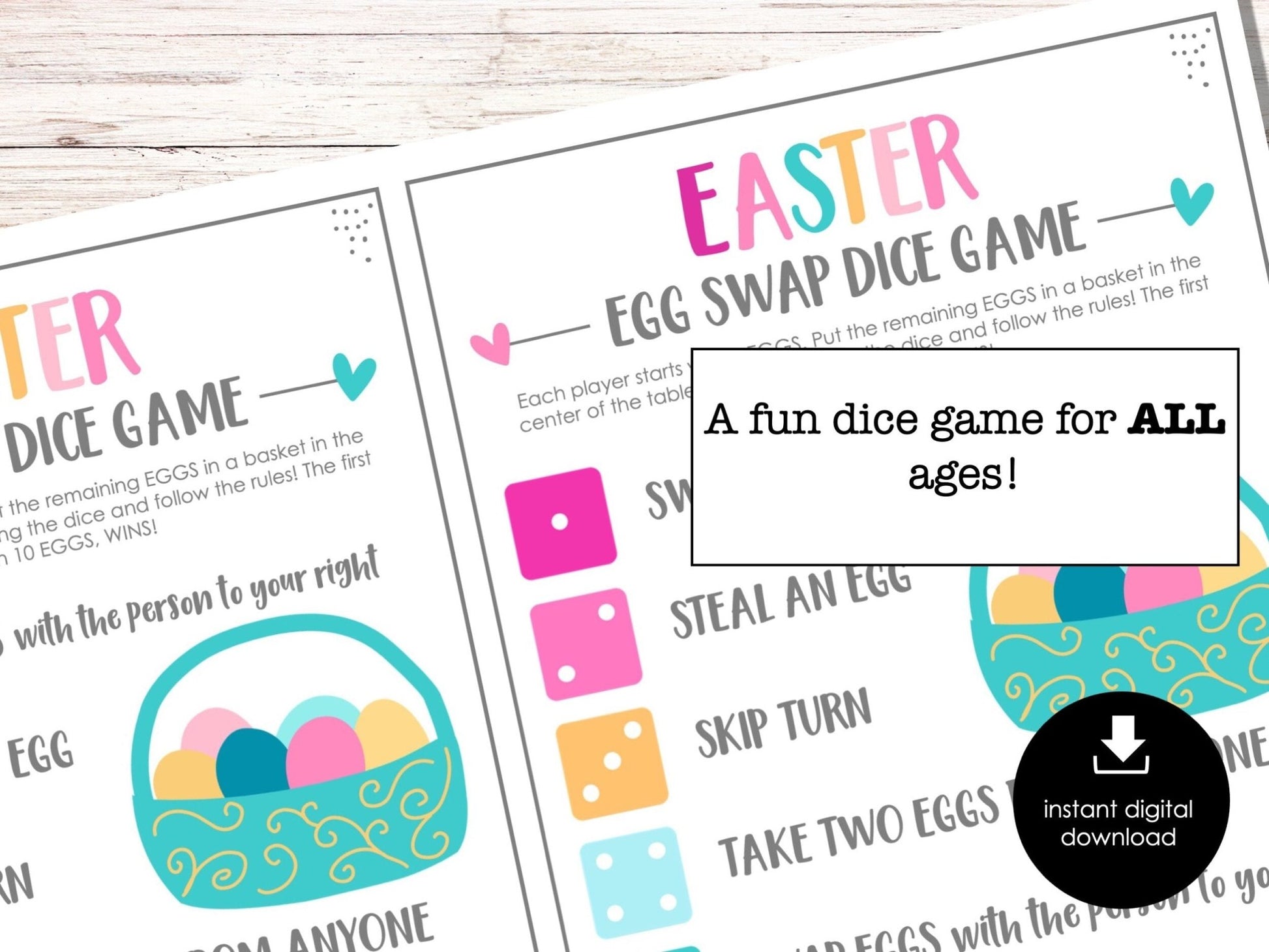 Easter Egg Exchange Dice Game, Printable Easter Games, Easter Group Party Games