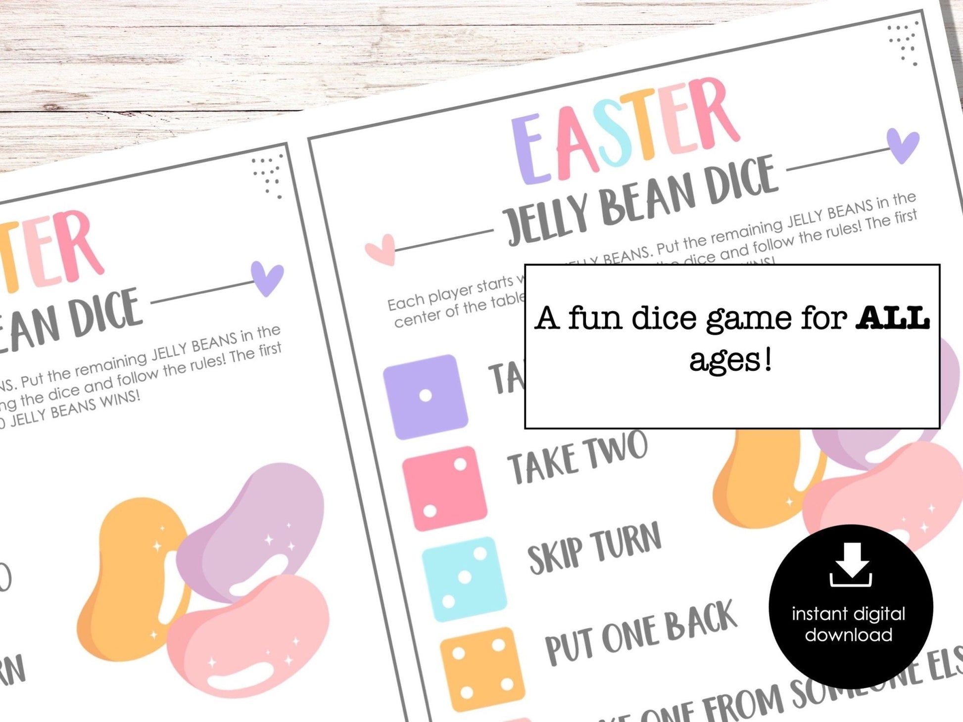 Easter Jelly Bean Dice Game, Easter Party Game, Easter Game for Kids and Adults