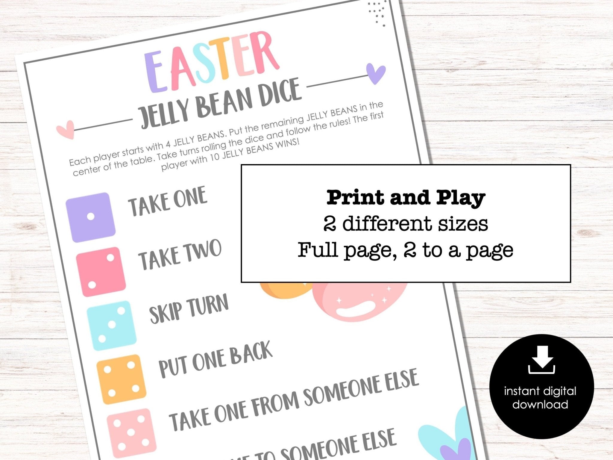 Easter Jelly Bean Dice Game, Easter Party Game, Easter Game for Kids and Adults