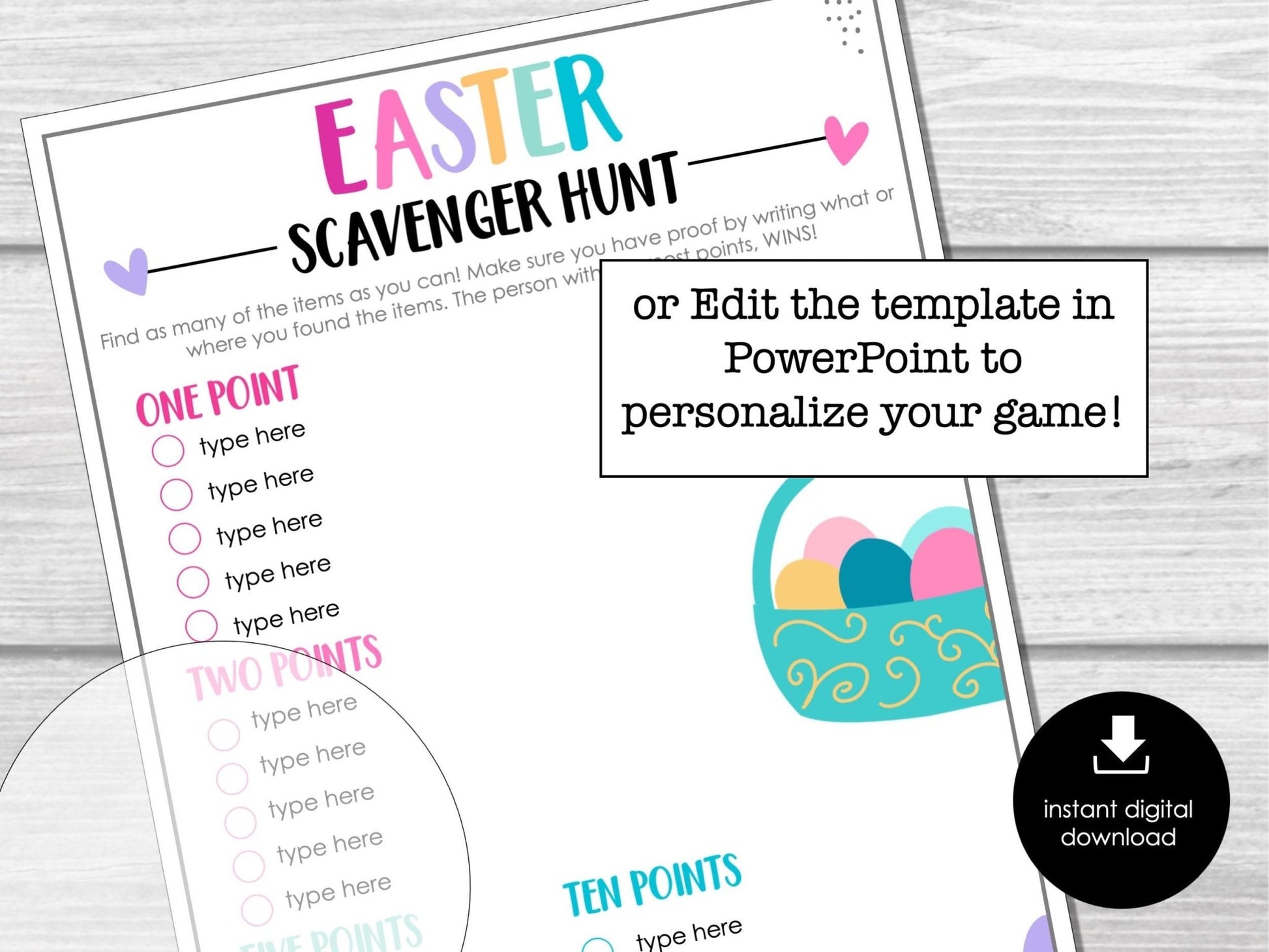 Easter Scavenger Hunt Game, Printable Easter Party Game, Easter Party Game for Adults & Kids
