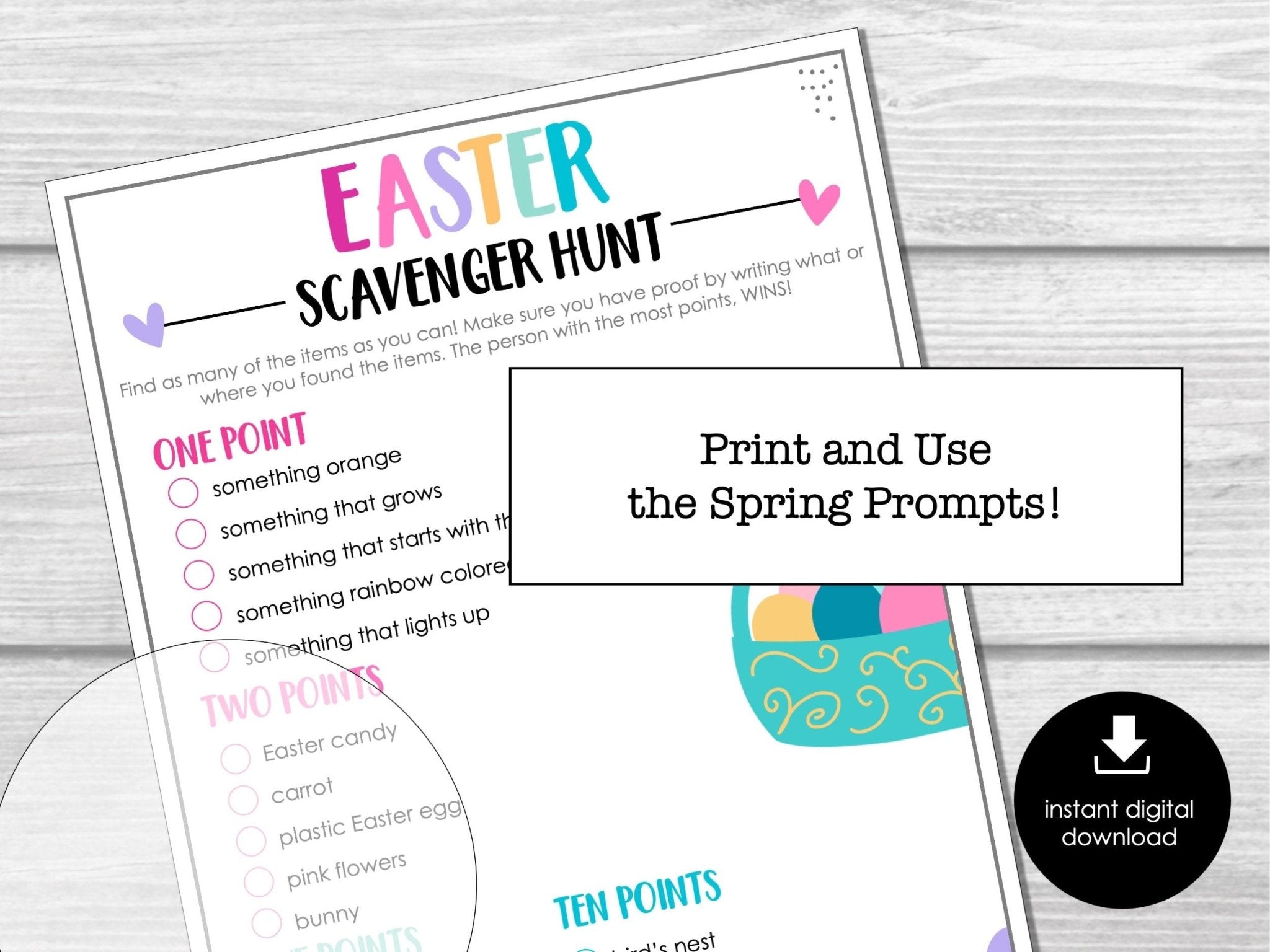 Easter Scavenger Hunt Game, Printable Easter Party Game, Easter Party Game for Adults & Kids