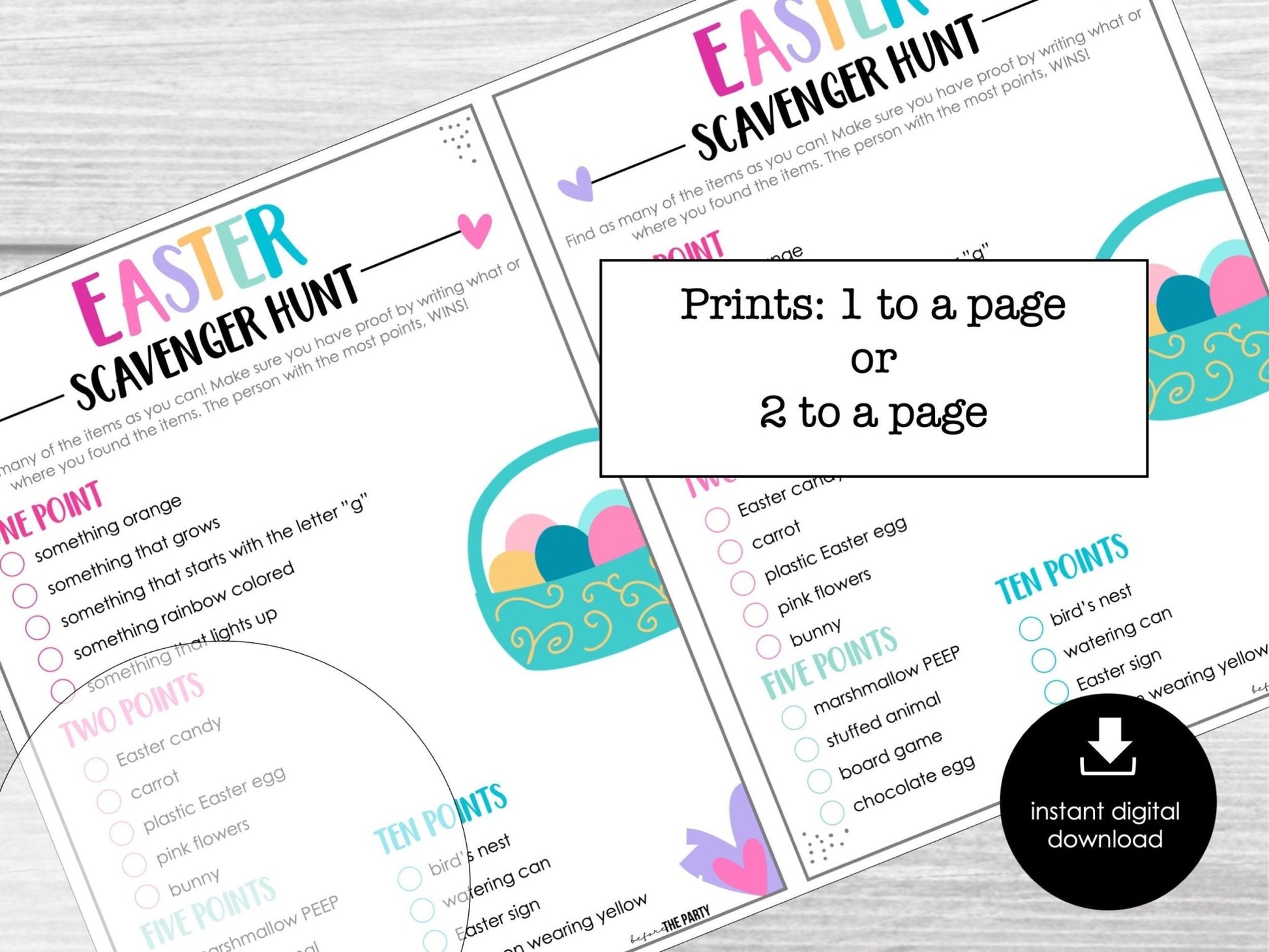 Easter Scavenger Hunt Game, Printable Easter Party Game, Easter Party Game for Adults & Kids