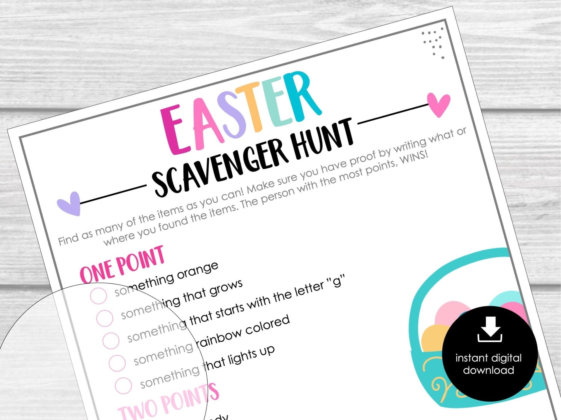 Easter Scavenger Hunt Game, Printable Easter Party Game, Easter Party Game for Adults & Kids