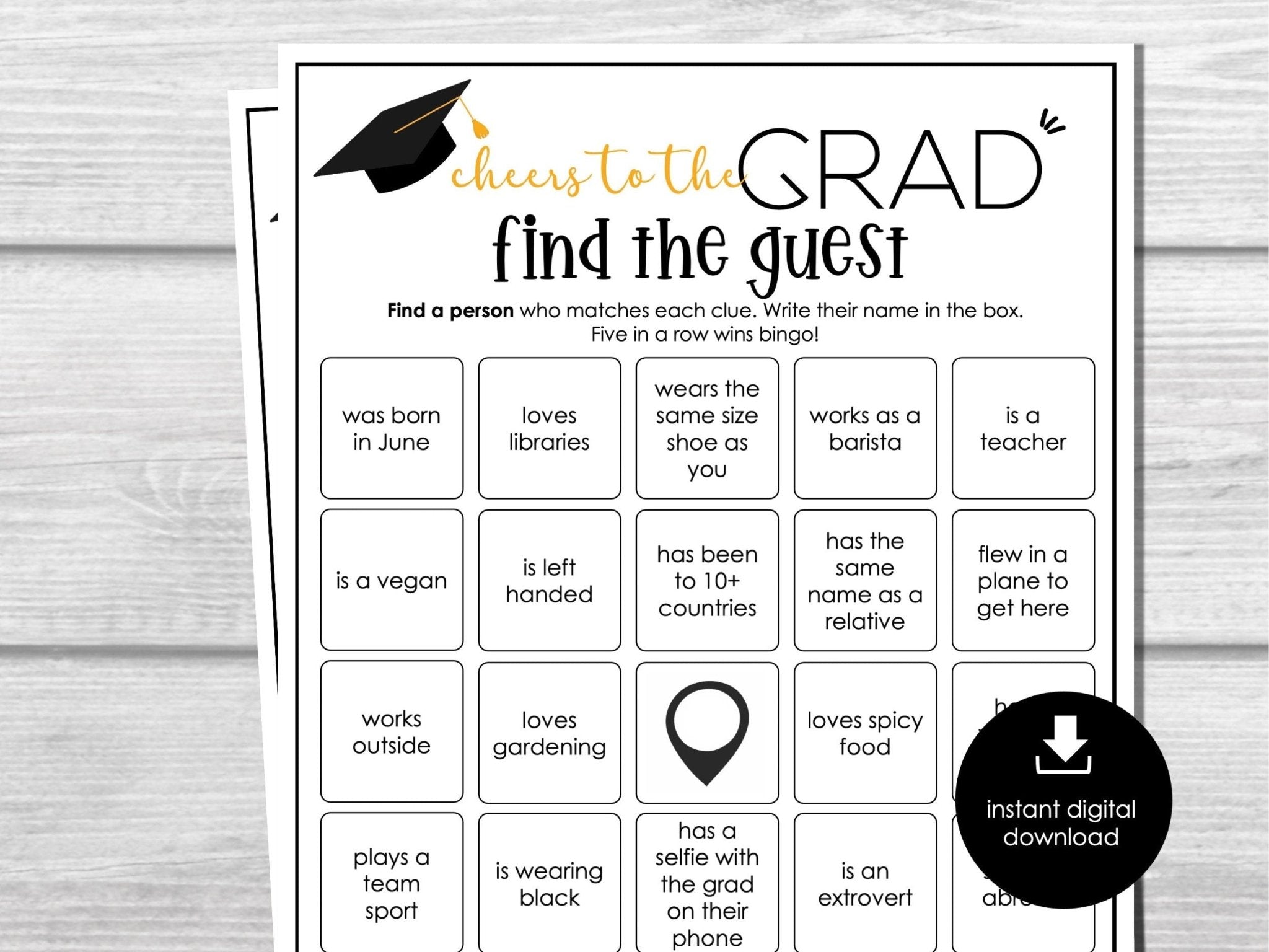 Graduation Party - Find the Guest Bingo