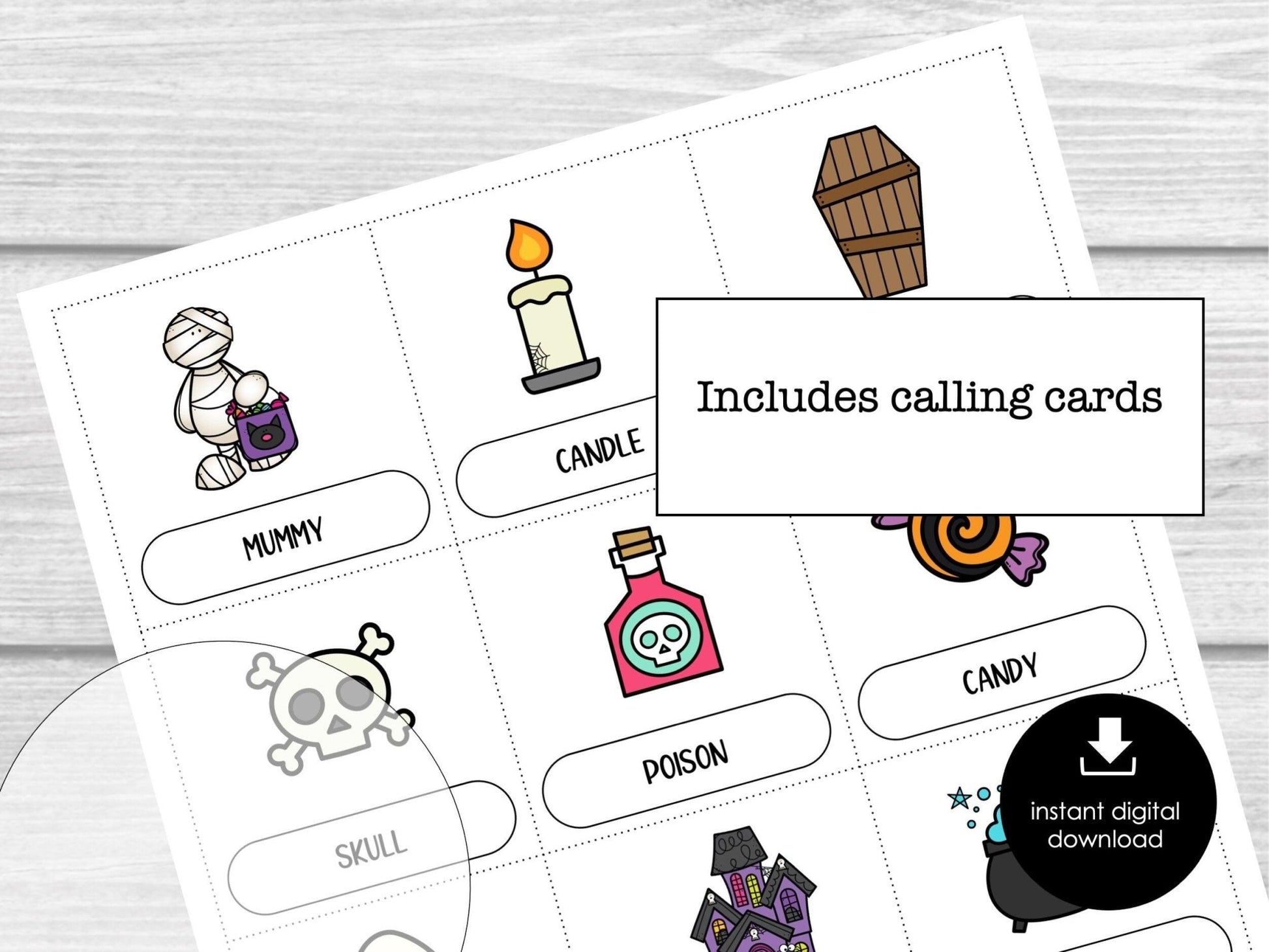 Halloween Bingo, Printable Kids Halloween Party Game, Bingo Game, Printable Bingo Cards, Costume Party
