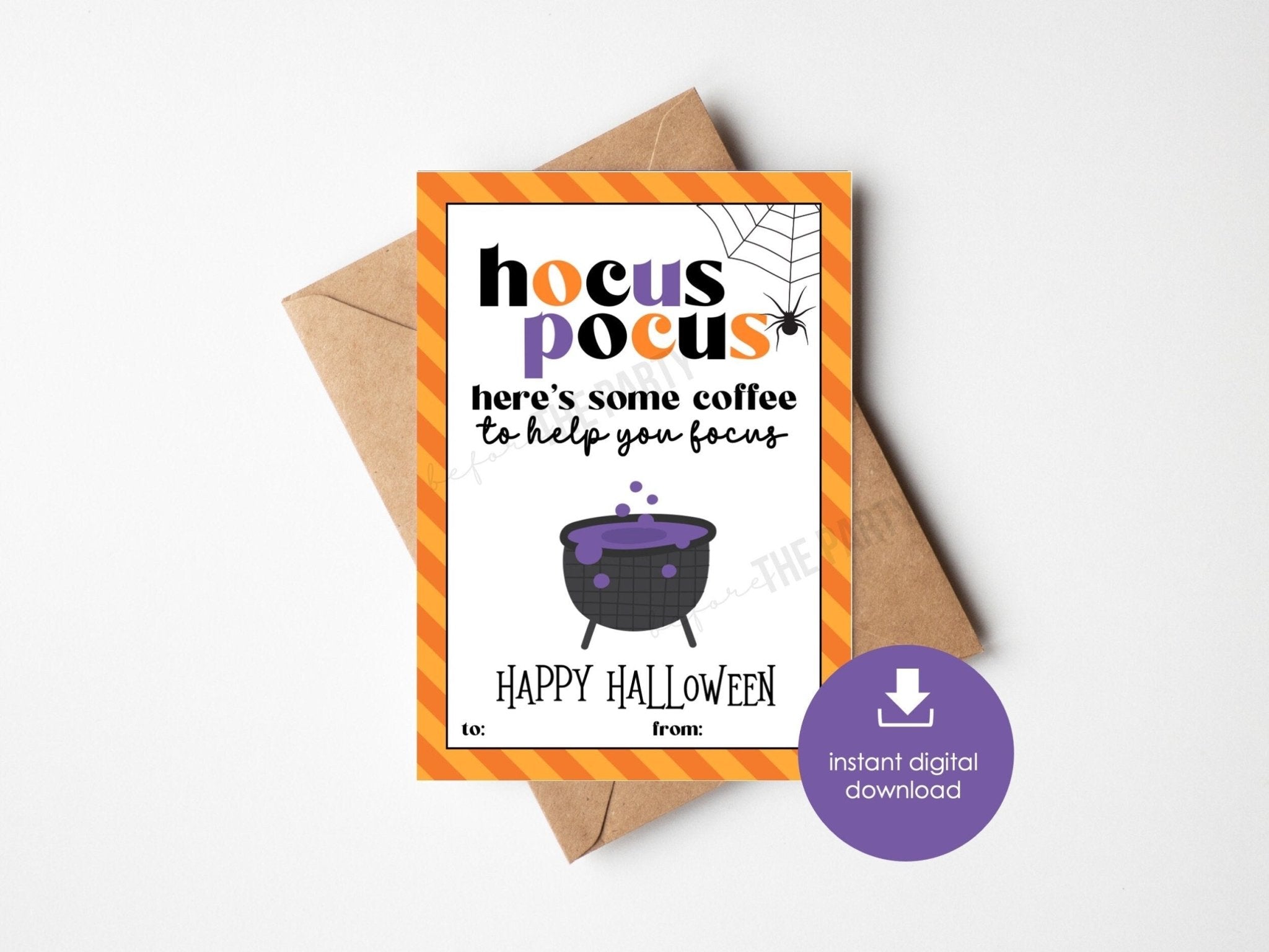 Halloween Coffee Gift Card Holder, Printable Teacher Gift, Cute Coffee Gift Tag
