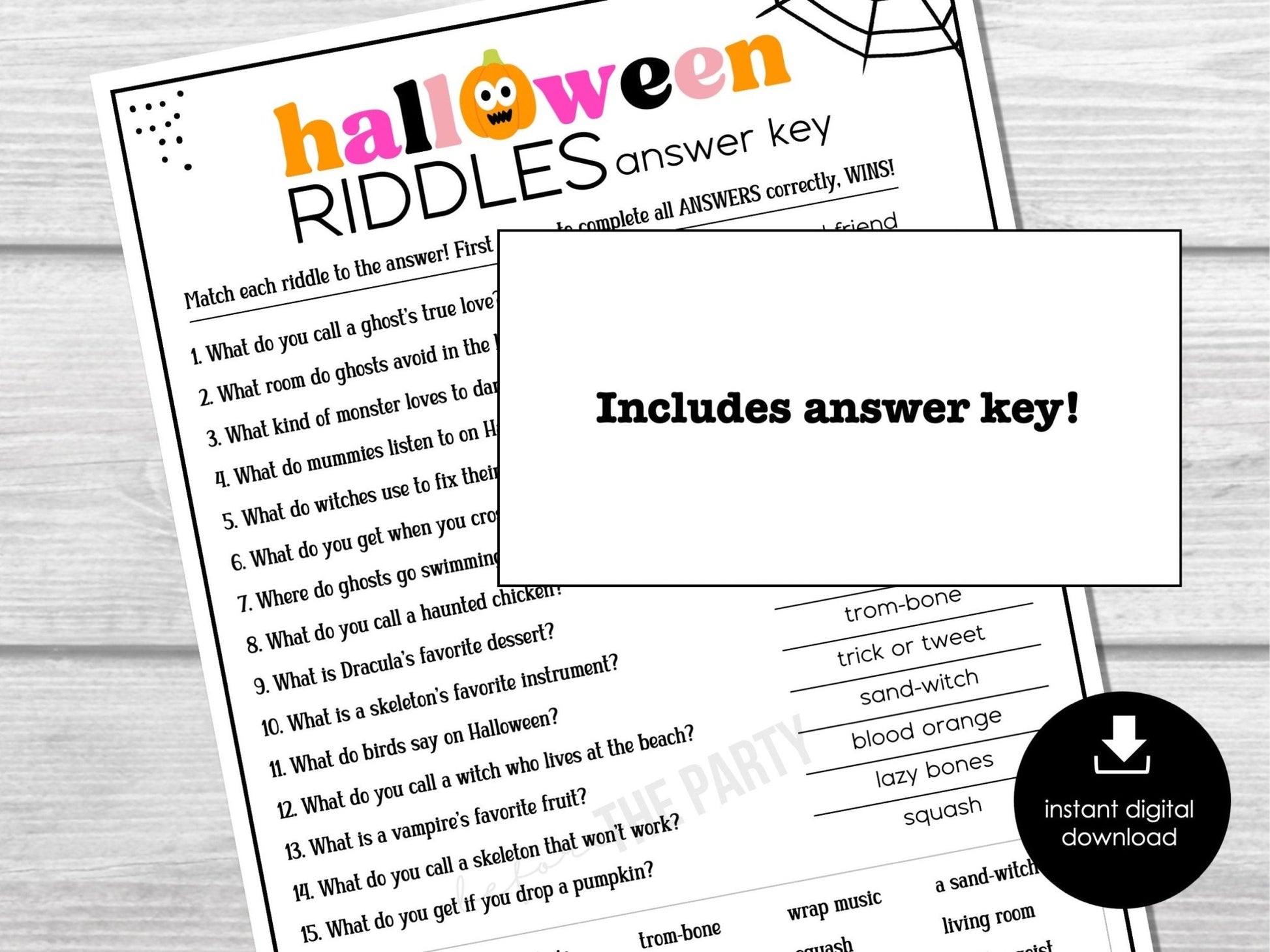 Halloween Jokes & Riddles Party Game, Halloween Icebreaker