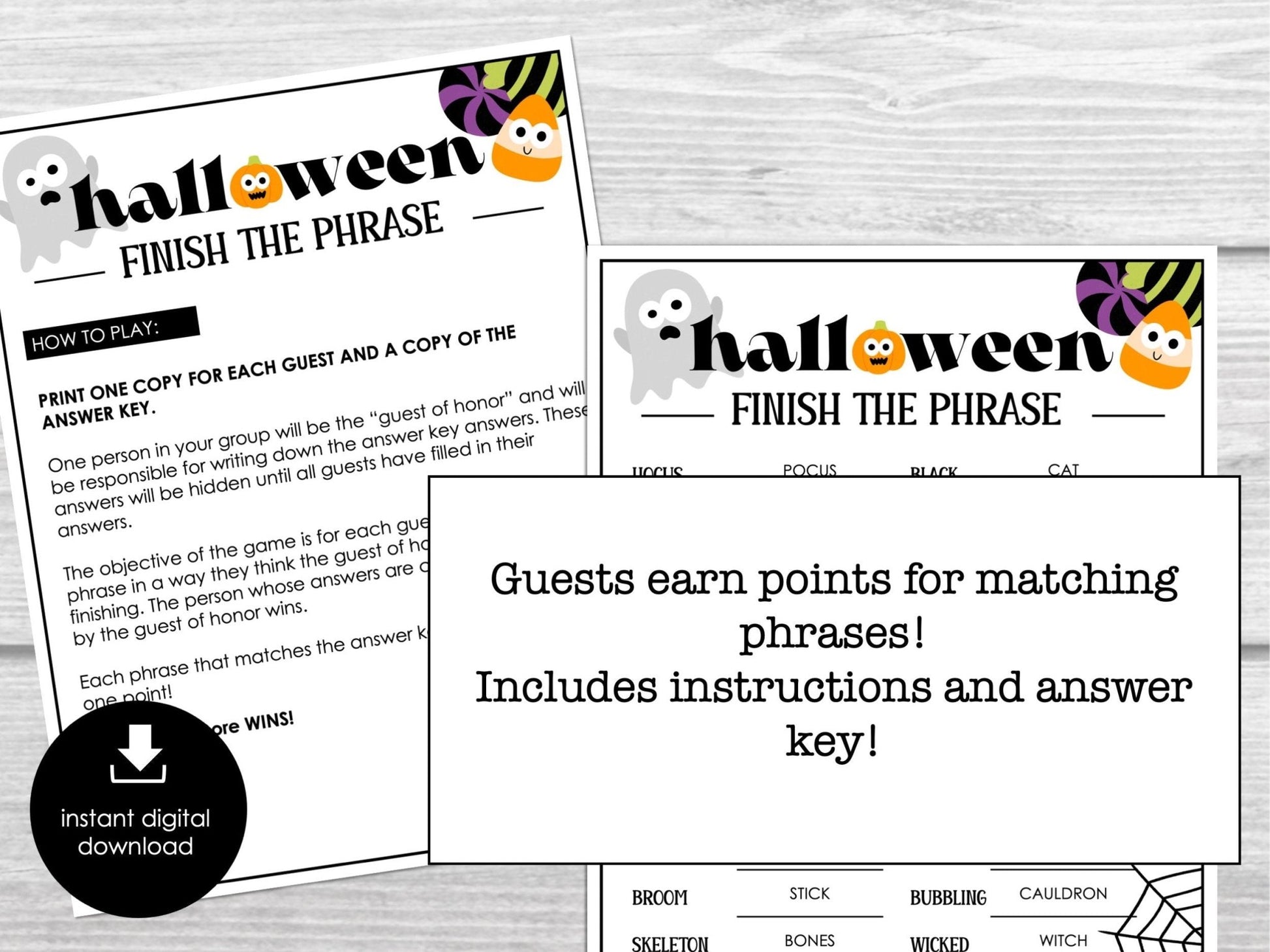 Halloween Party Game Finish the Phrase, Fun Party Activity for Kids and Adults