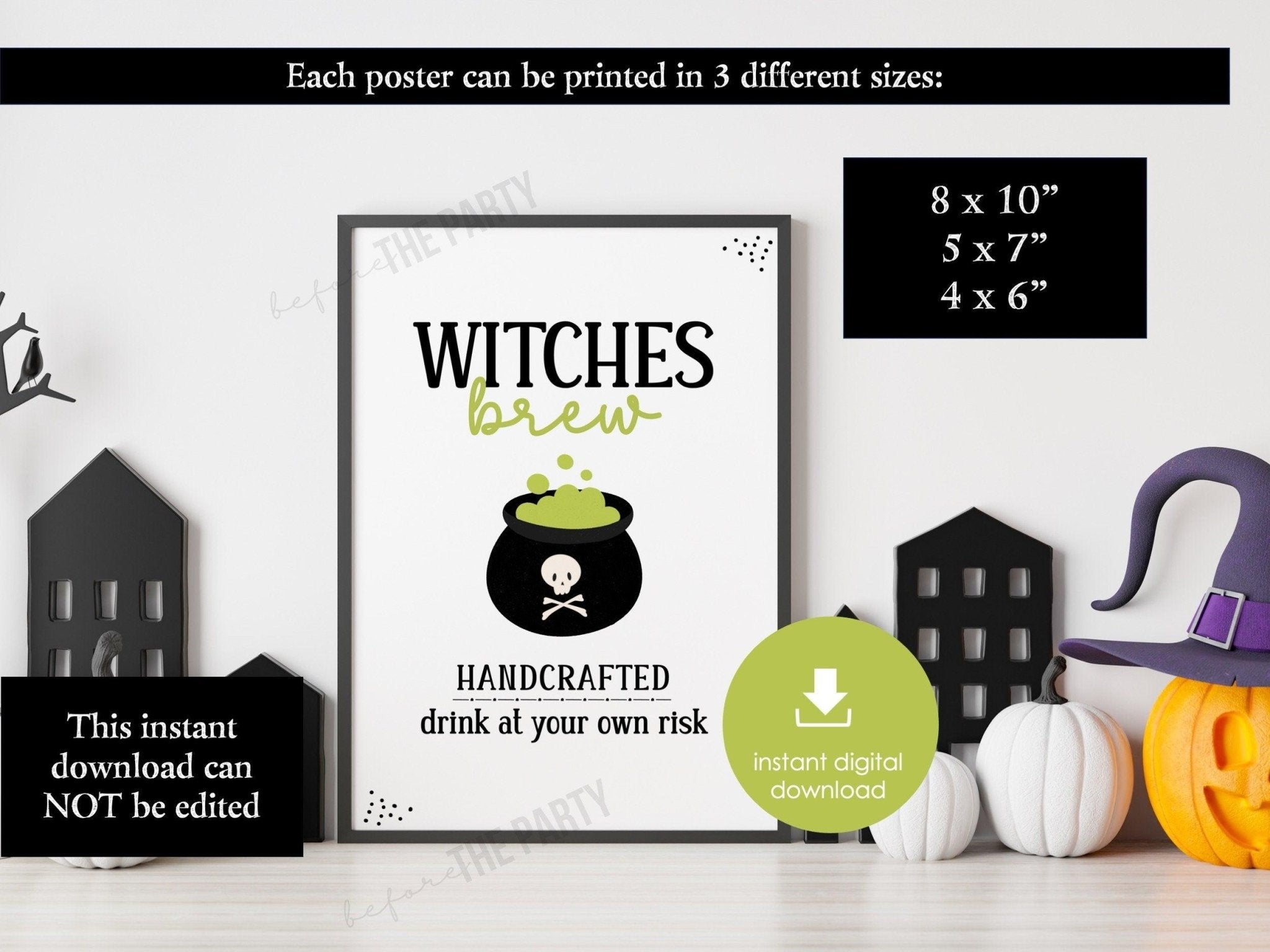Halloween Party Sign, Witches Brew Halloween Printable, Halloween Party Decor, Halloween Drinks