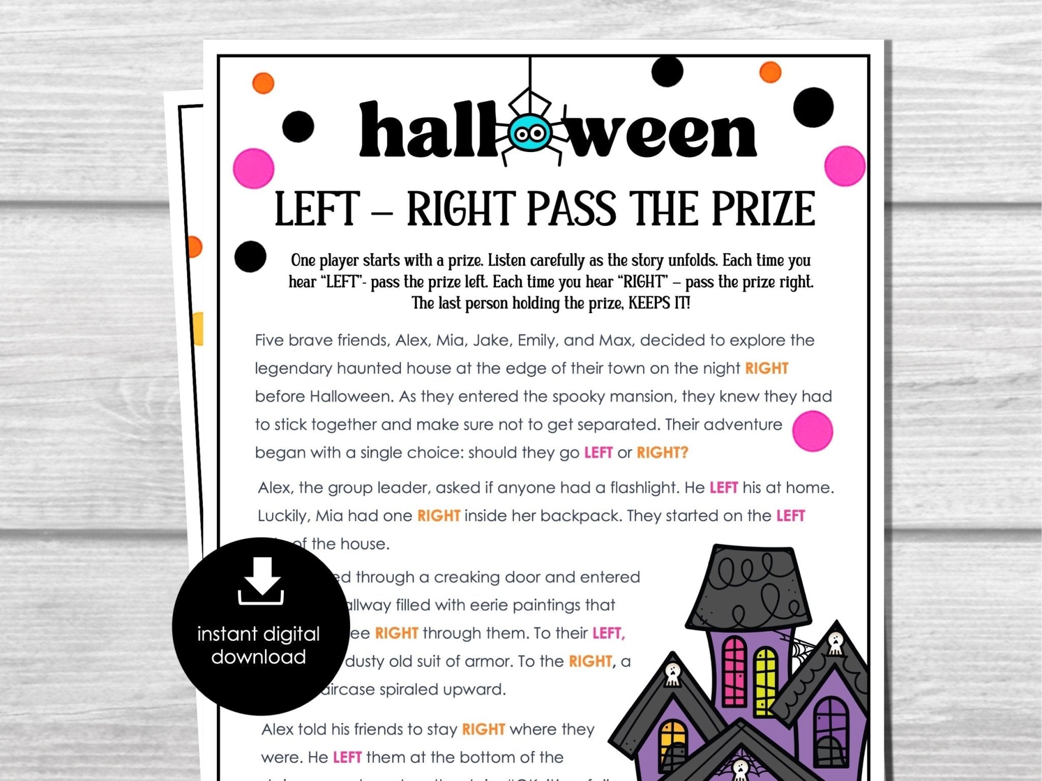 Left Right Halloween, Funny Halloween Party Games, Pass the Gift, Right Left Game, Pass the Prize Halloween