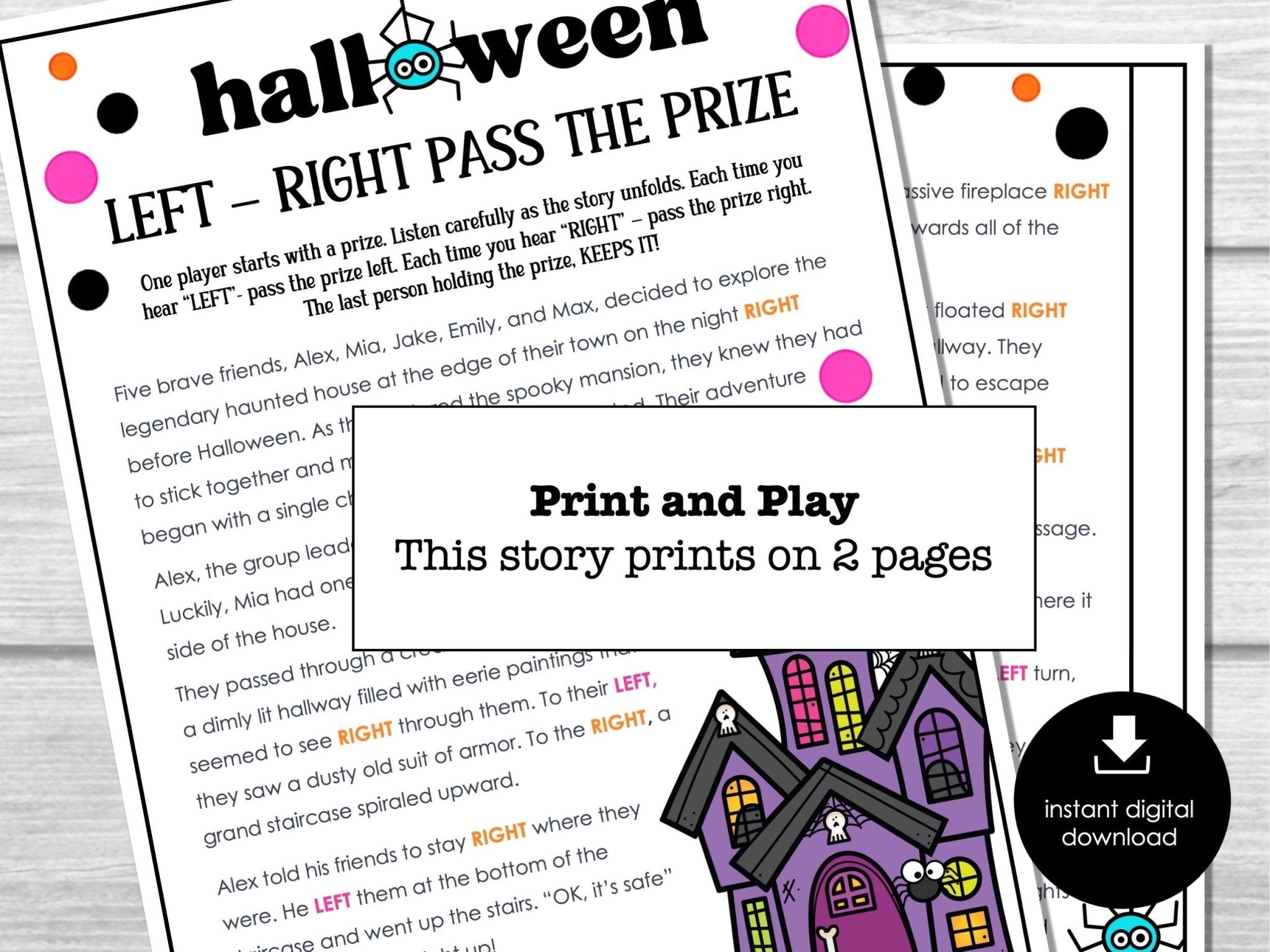 Left Right Halloween, Funny Halloween Party Games, Pass the Gift, Right Left Game, Pass the Prize Halloween