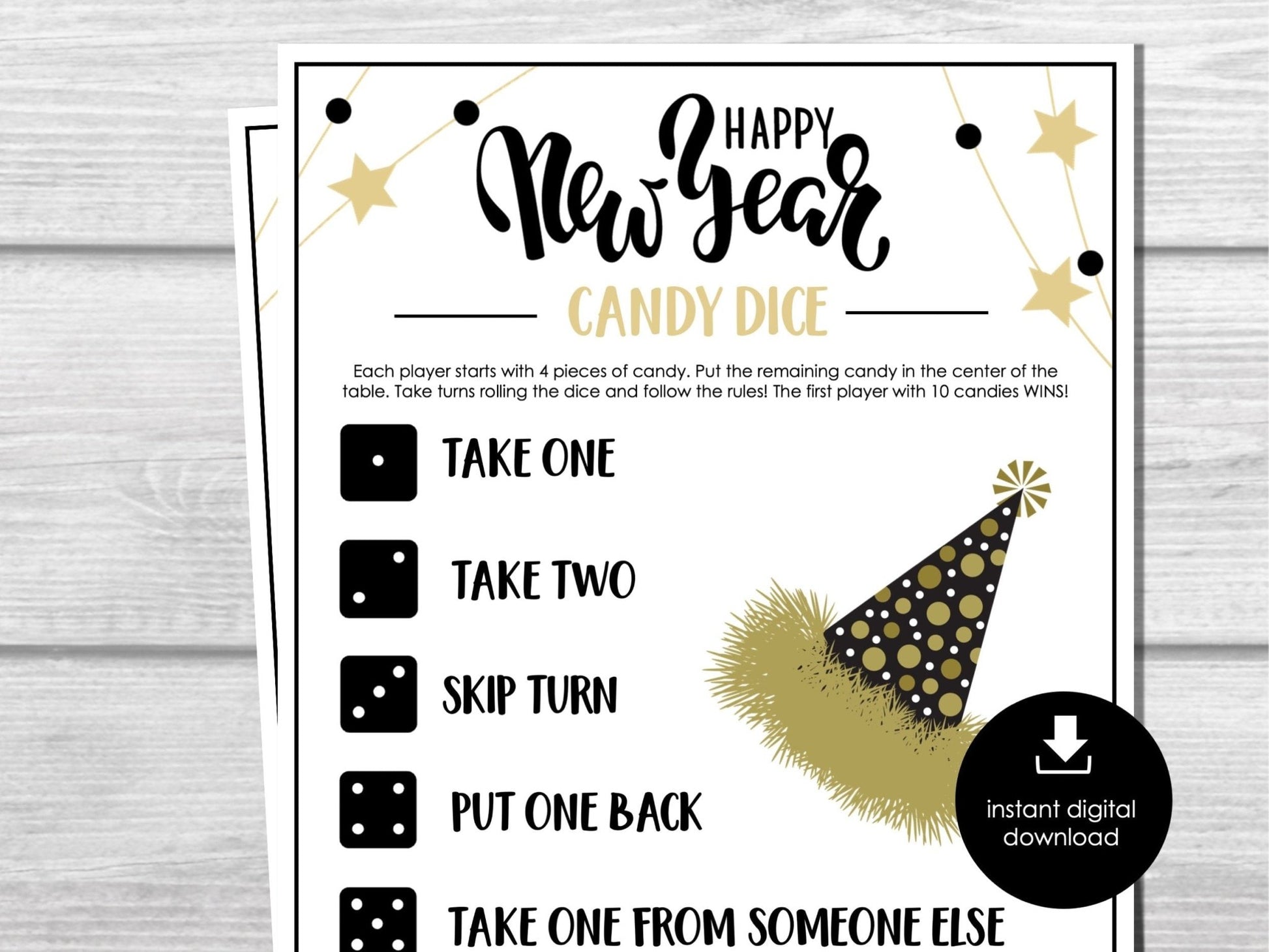 New Years Eve Pass The Candy Dice Game, New Years Party Game for Kids, Easy Kids Games