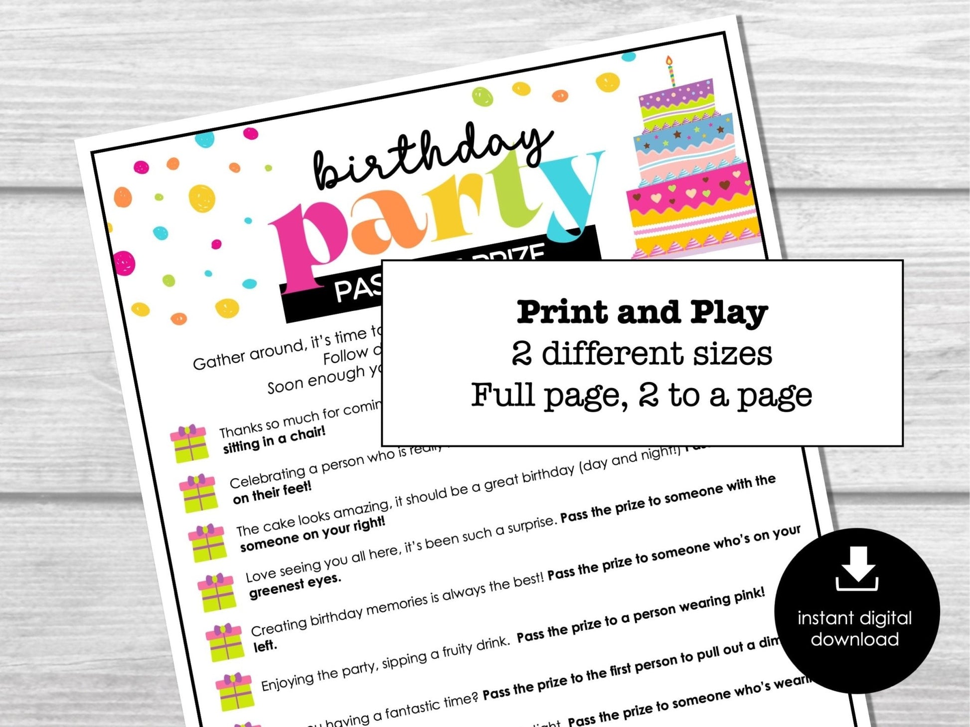 Birthday Party Pass the Prize, Fun Gift Exchange Game for Groups