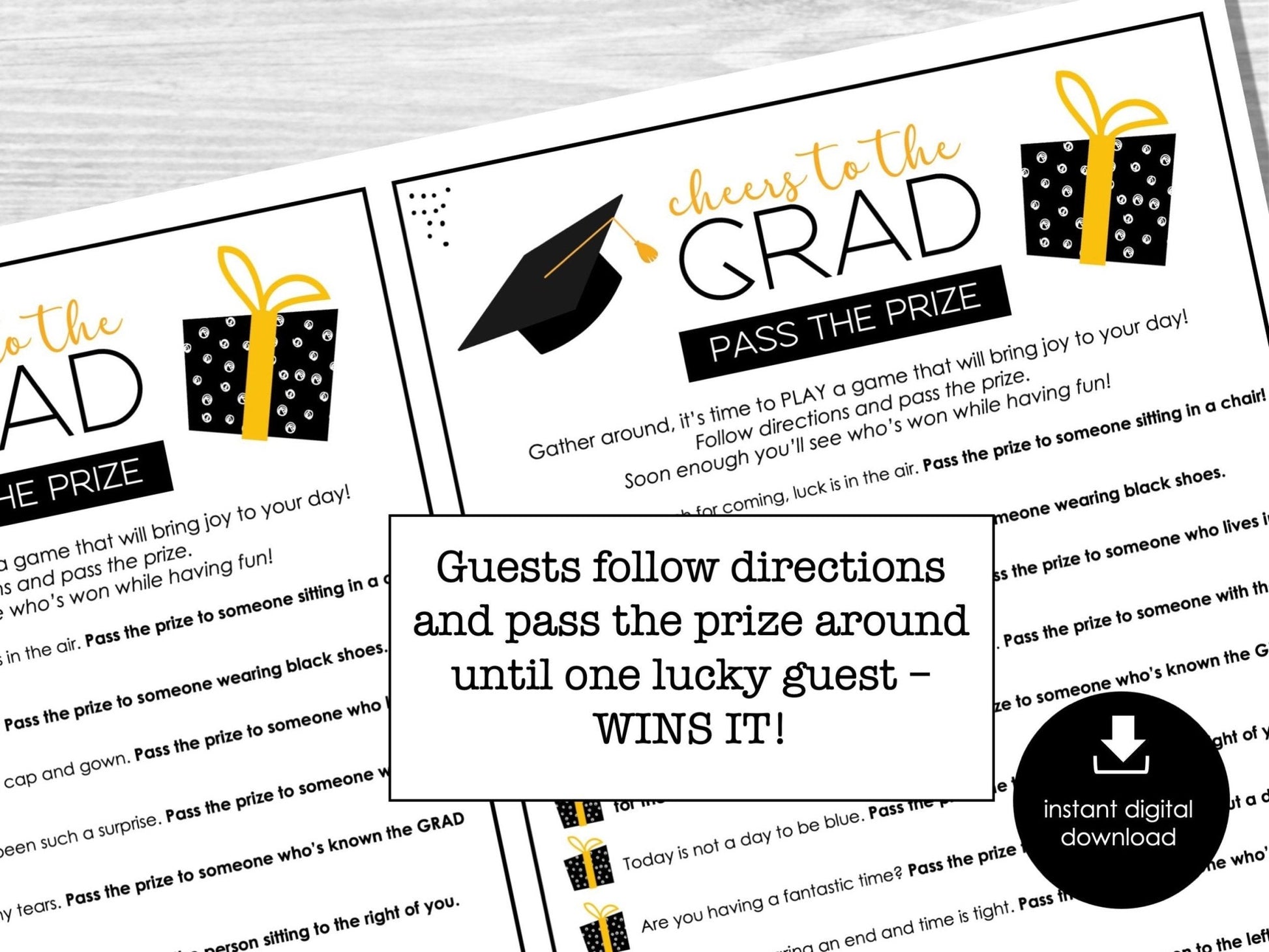 Graduation Party Game Printable - Pass the Prize