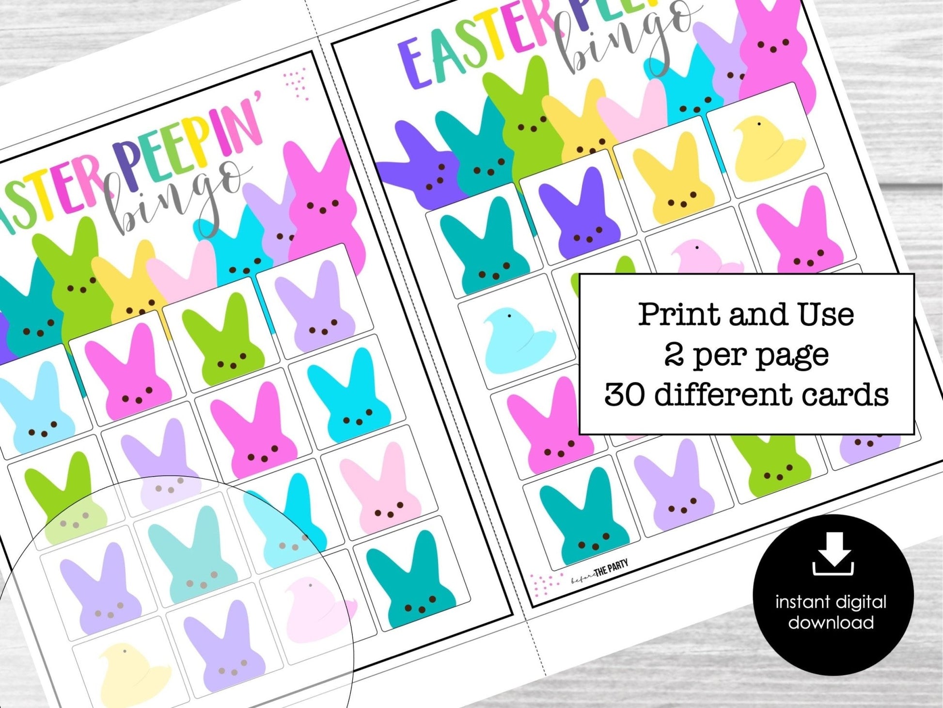 Peeps Bingo Party Game for Kids, Easter Bingo Game, Easter Colors Bingo Game, Spring Printable Bingo Cards for Kids
