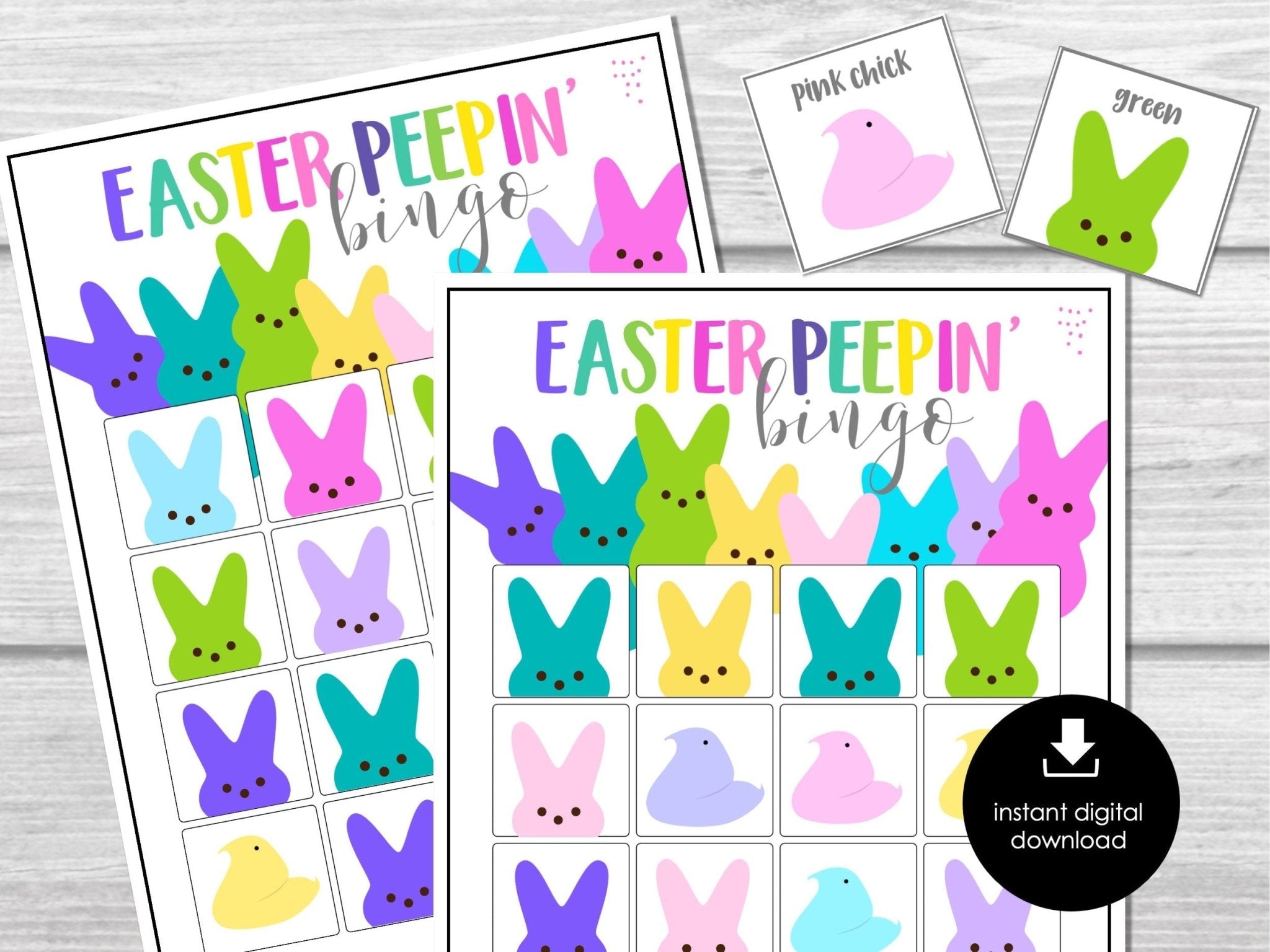 Peeps Bingo Party Game for Kids, Easter Bingo Game, Easter Colors Bingo Game, Spring Printable Bingo Cards for Kids