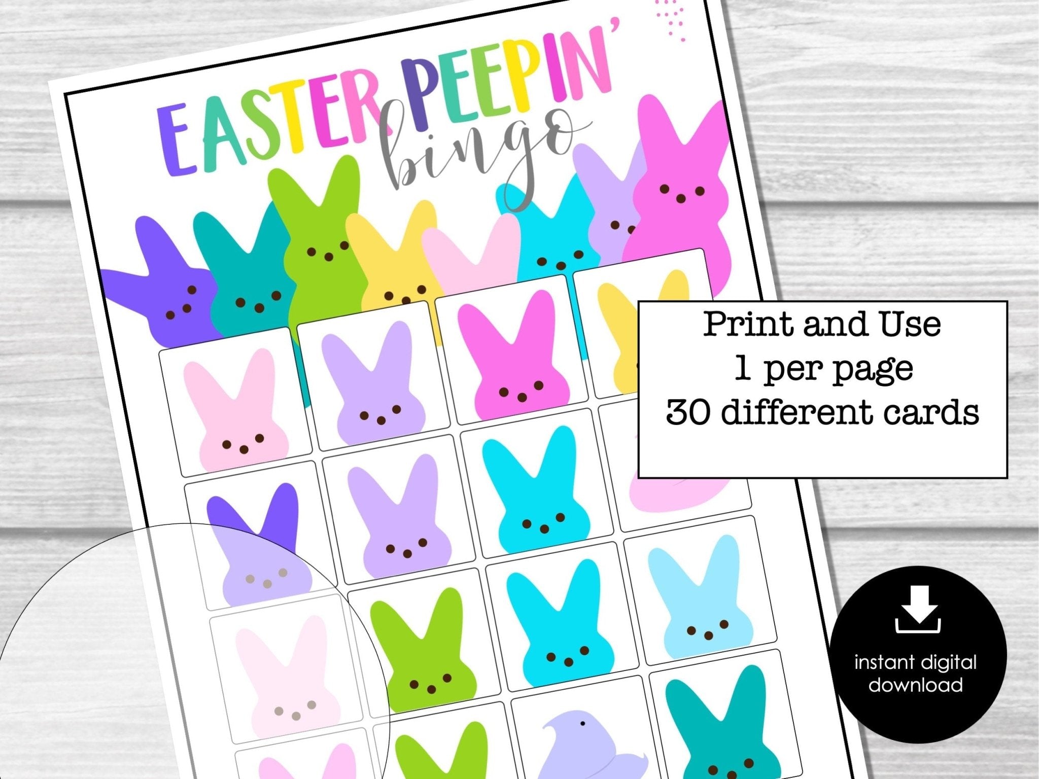 Peeps Bingo Party Game for Kids, Easter Bingo Game, Easter Colors Bingo Game, Spring Printable Bingo Cards for Kids