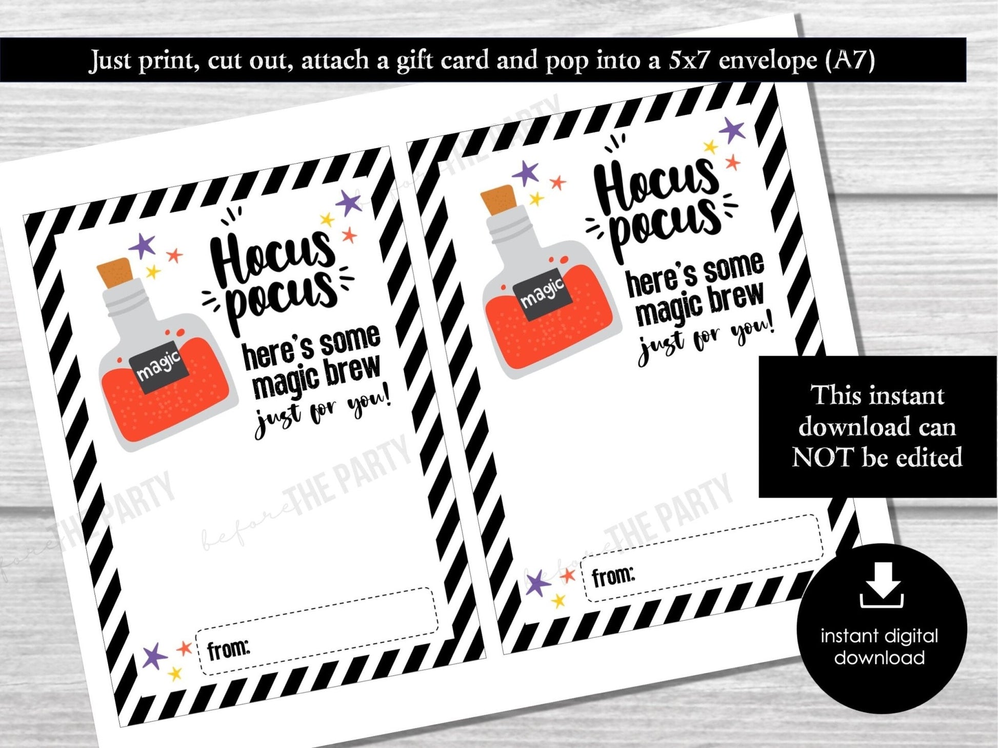 Printable Halloween Coffee Gift Card Holder, Teacher Appreciation Gift Card, Hocus Pocus Coffee Gift