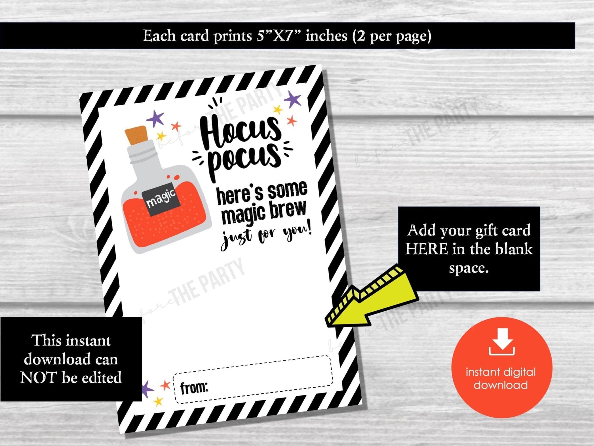 Printable Halloween Coffee Gift Card Holder, Teacher Appreciation Gift Card, Hocus Pocus Coffee Gift