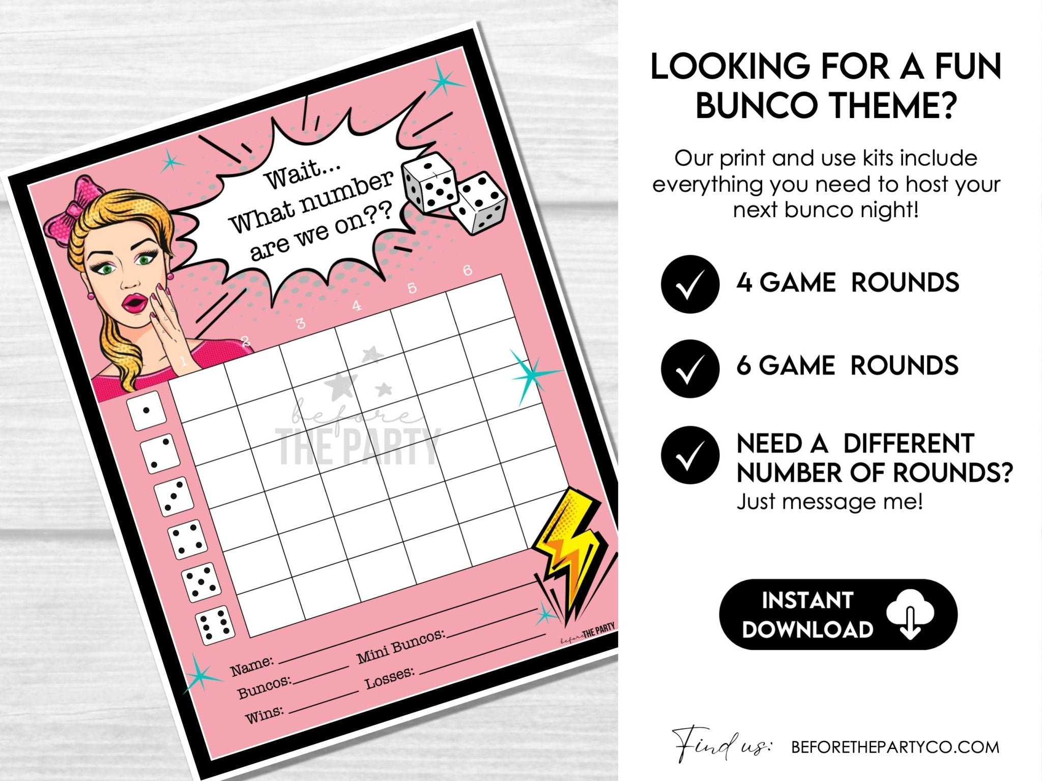 Retro Girls Bunco Score Sheets, What number are we on? Bunco, Bunco Printable