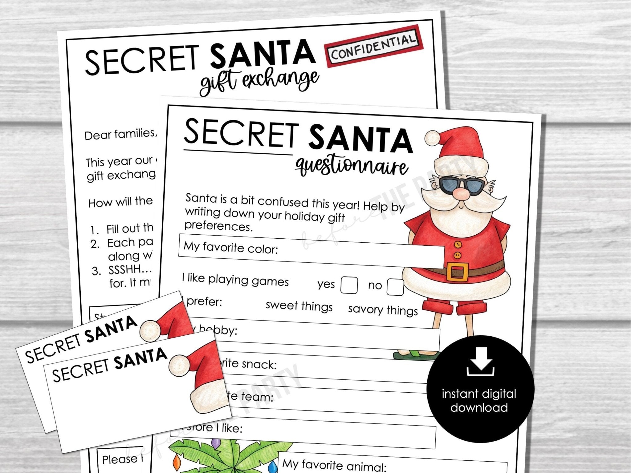 Secret Santa Questionnaire for Kids Student Gift Exchange Form  Classroom Secret Santa Letter - Main Image