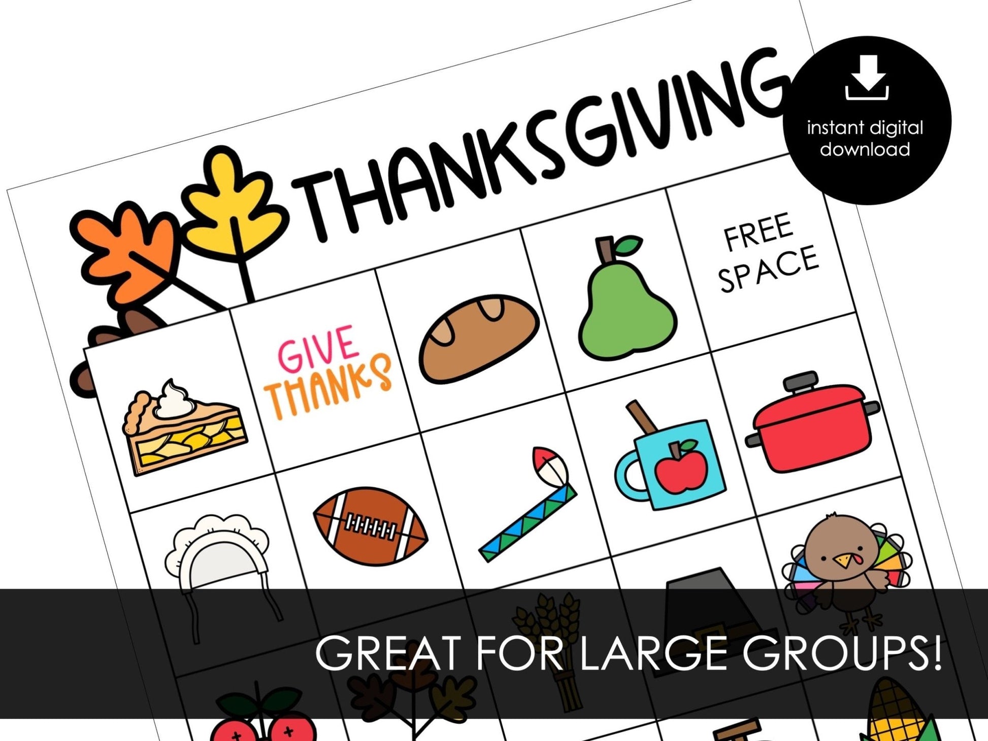 Thanksgiving Bingo, 30 Bingo Cards, Kids Thanksgiving Activity, Thanksgiving Printable, Thanksgiving Vocabulary