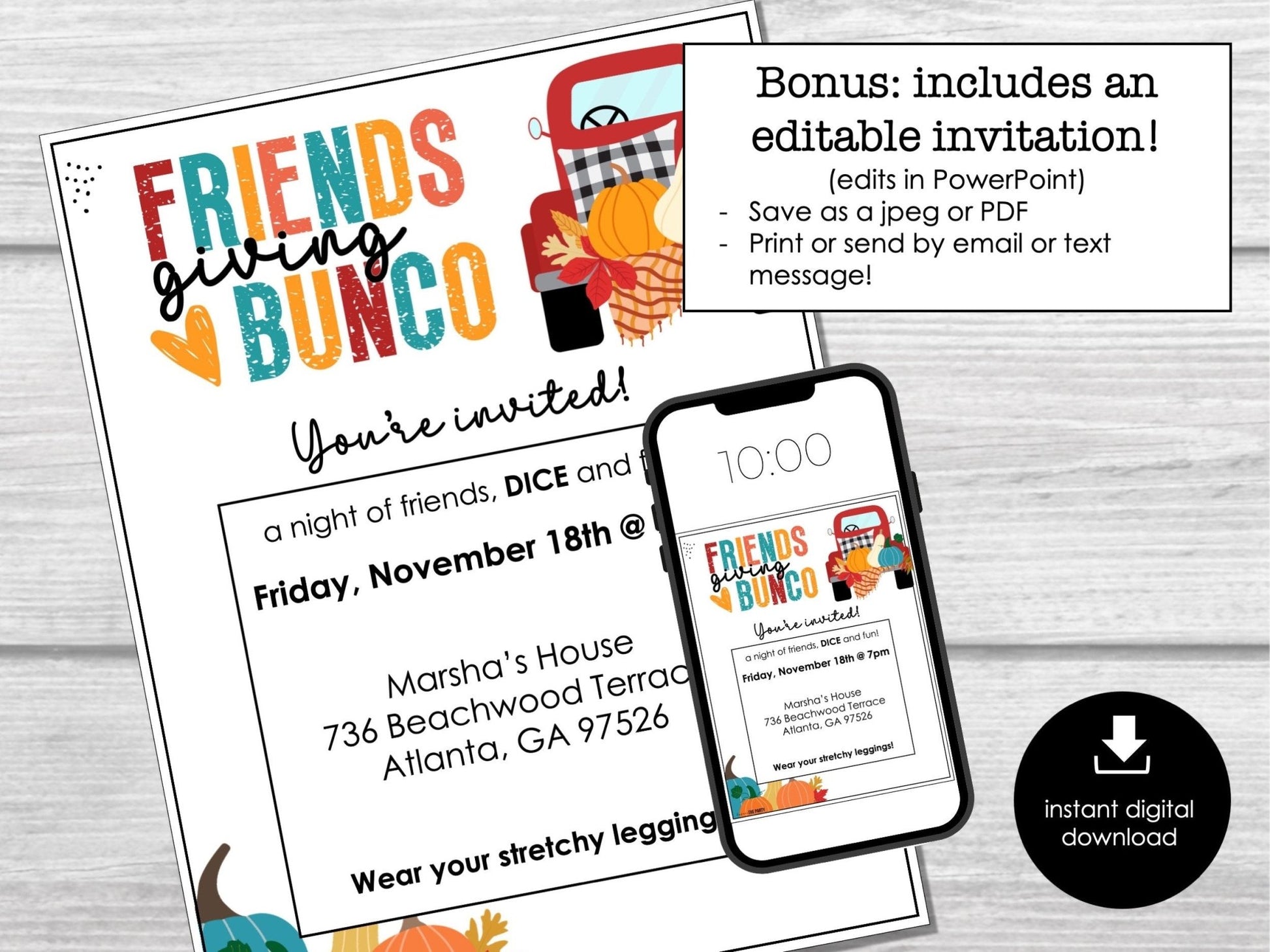 Thanksgiving Bunco Score Cards, Friendsgiving Bunco Score Sheets, FALL Bunco