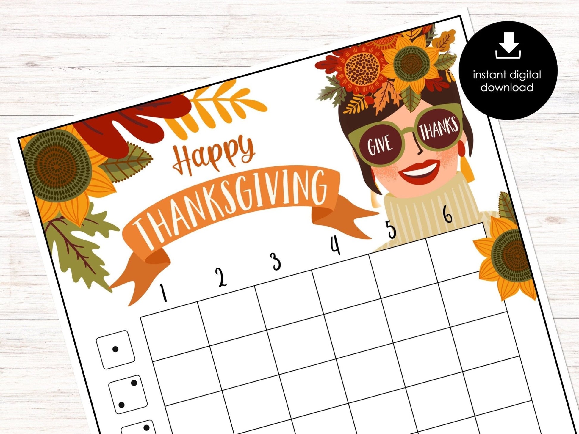 Thanksgiving Bunco Score Cards, November Bunco Score Sheets, FALL Bunco Game