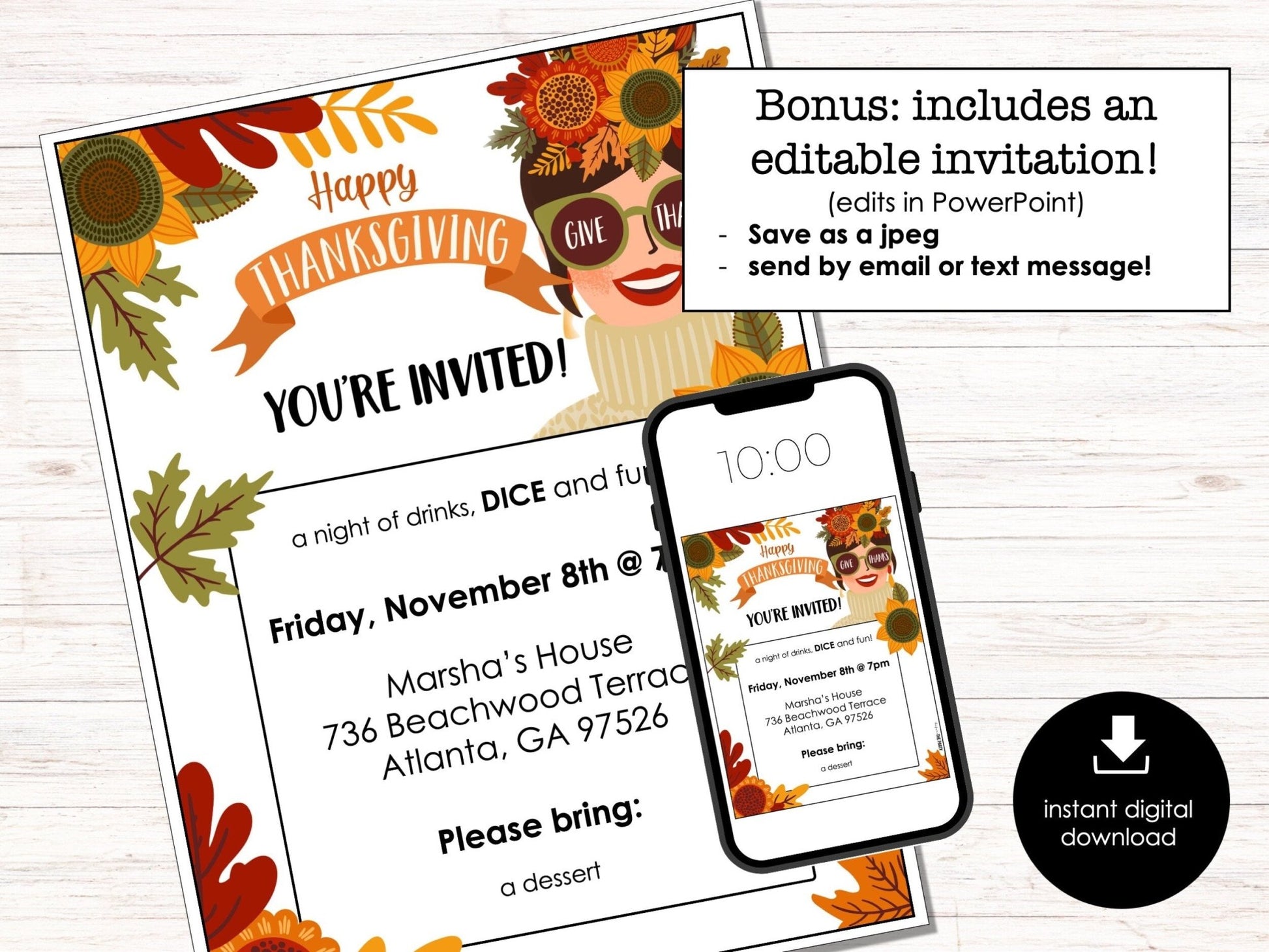 Thanksgiving Bunco Score Cards, November Bunco Score Sheets, FALL Bunco Game